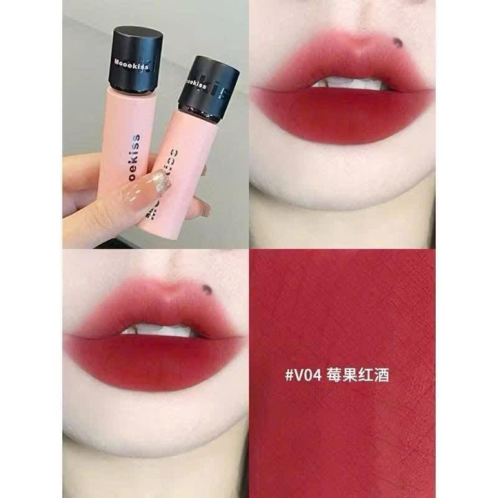 [MOOEKISS] Son Kem Bùn Mooekiss Nhung Mờ Vỏ Hồng Đen Velvet Lip Mud Mịn Môi 3g