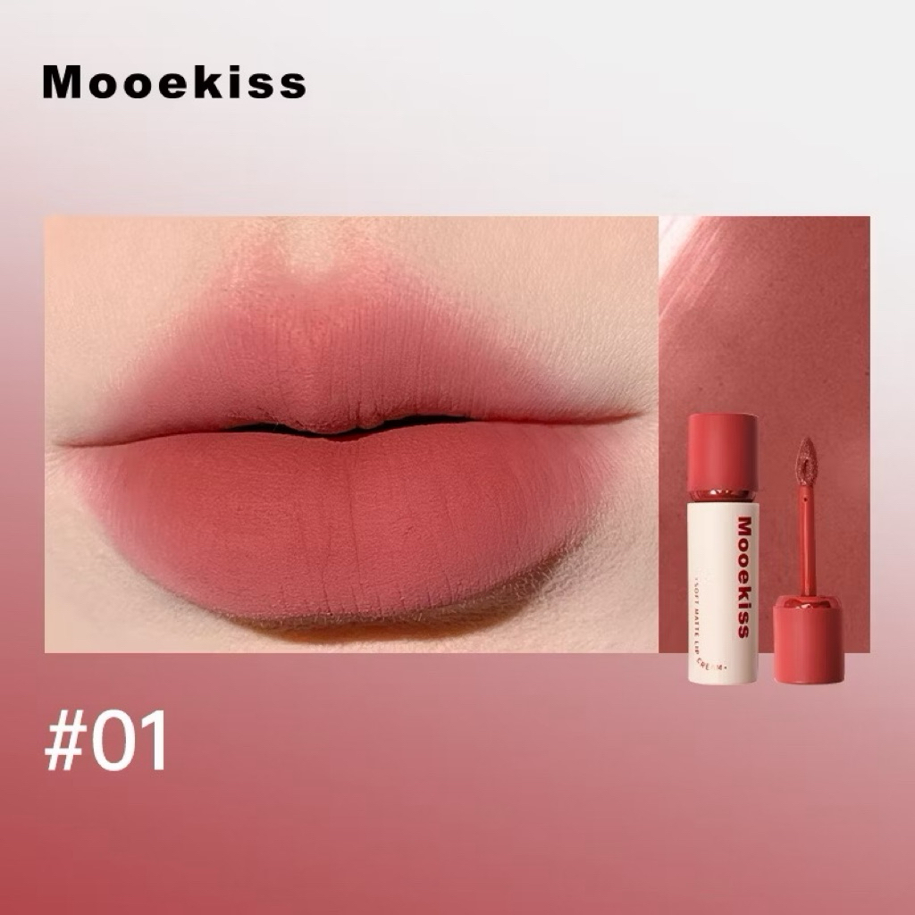 [MOOEKISS] Son Kem Bùn Mooekiss Nhung Mờ Vỏ Hồng Đen Velvet Lip Mud Mịn Môi 3g