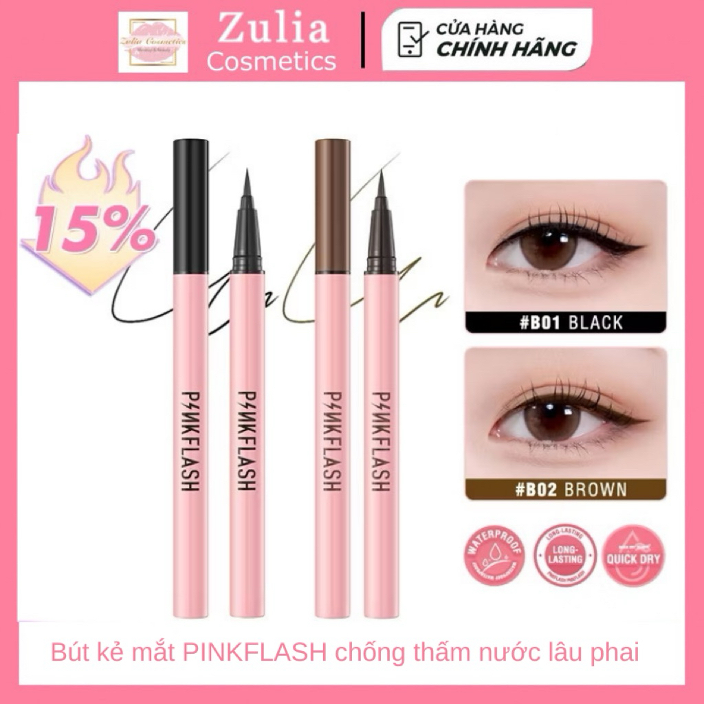 [PINK FLASH] Bút kẻ mắt dạ PINKFLASH chống thấm nước lâu phai lên màu chuẩn 0.8g (PF-E01)