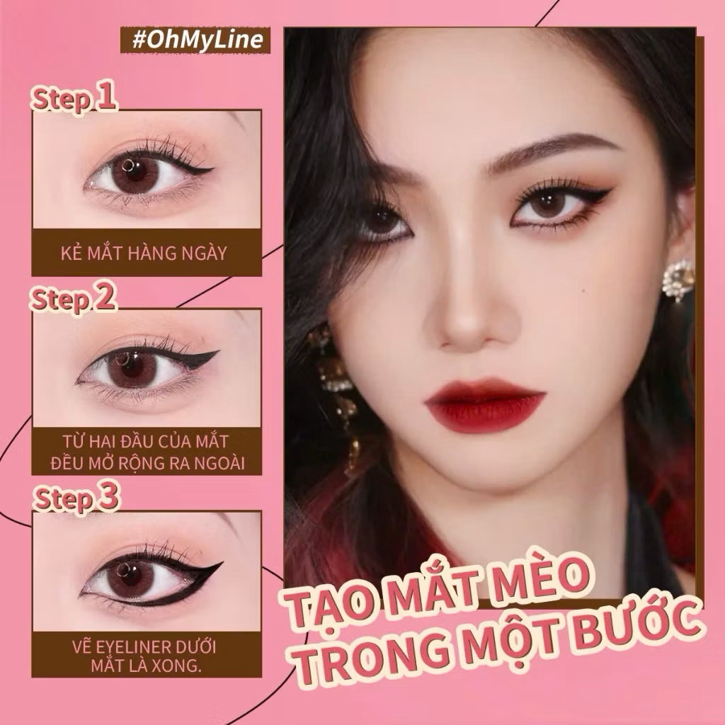 [PINK FLASH] Bút kẻ mắt dạ PINKFLASH chống thấm nước lâu phai lên màu chuẩn 0.8g (PF-E01)