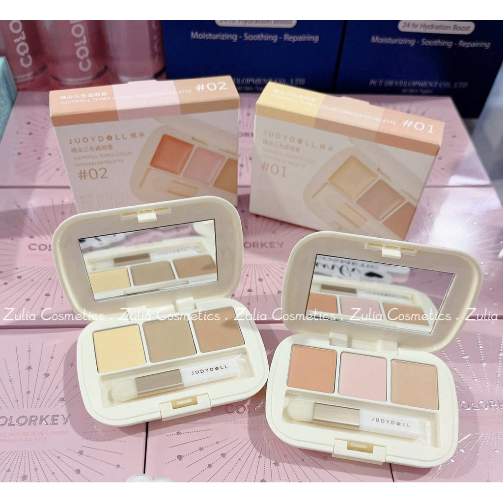 Bảng Che Khuyết Điểm Judydoll 3 Màu Triệt Sắc Che Thâm Mụn Kèm Cọ 2.7g (Nhập Khẩu Chính Hãng)