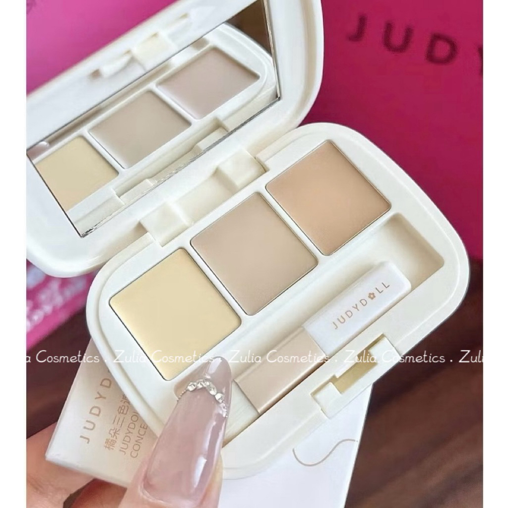 Bảng Che Khuyết Điểm Judydoll 3 Màu Triệt Sắc Che Thâm Mụn Kèm Cọ 2.7g (Nhập Khẩu Chính Hãng)