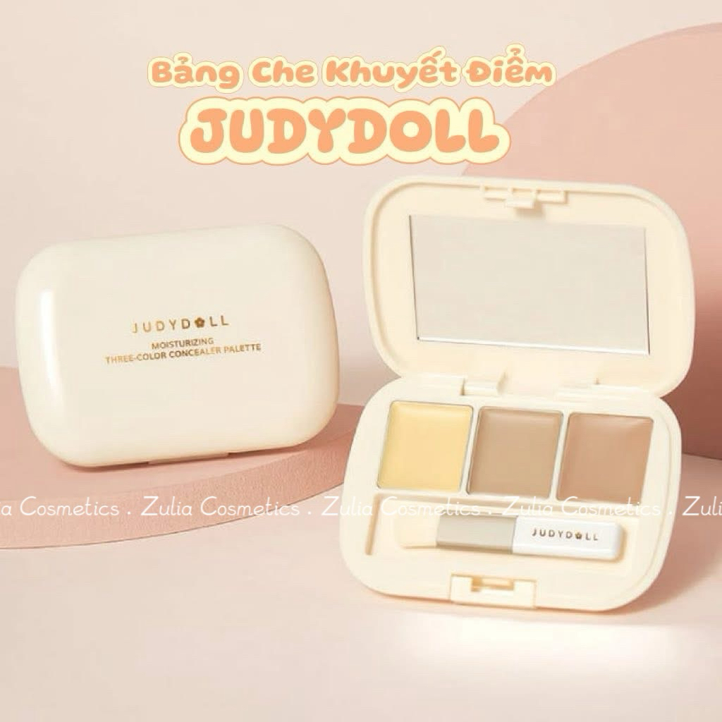 Bảng Che Khuyết Điểm Judydoll 3 Màu Triệt Sắc Che Thâm Mụn Kèm Cọ 2.7g (Nhập Khẩu Chính Hãng)