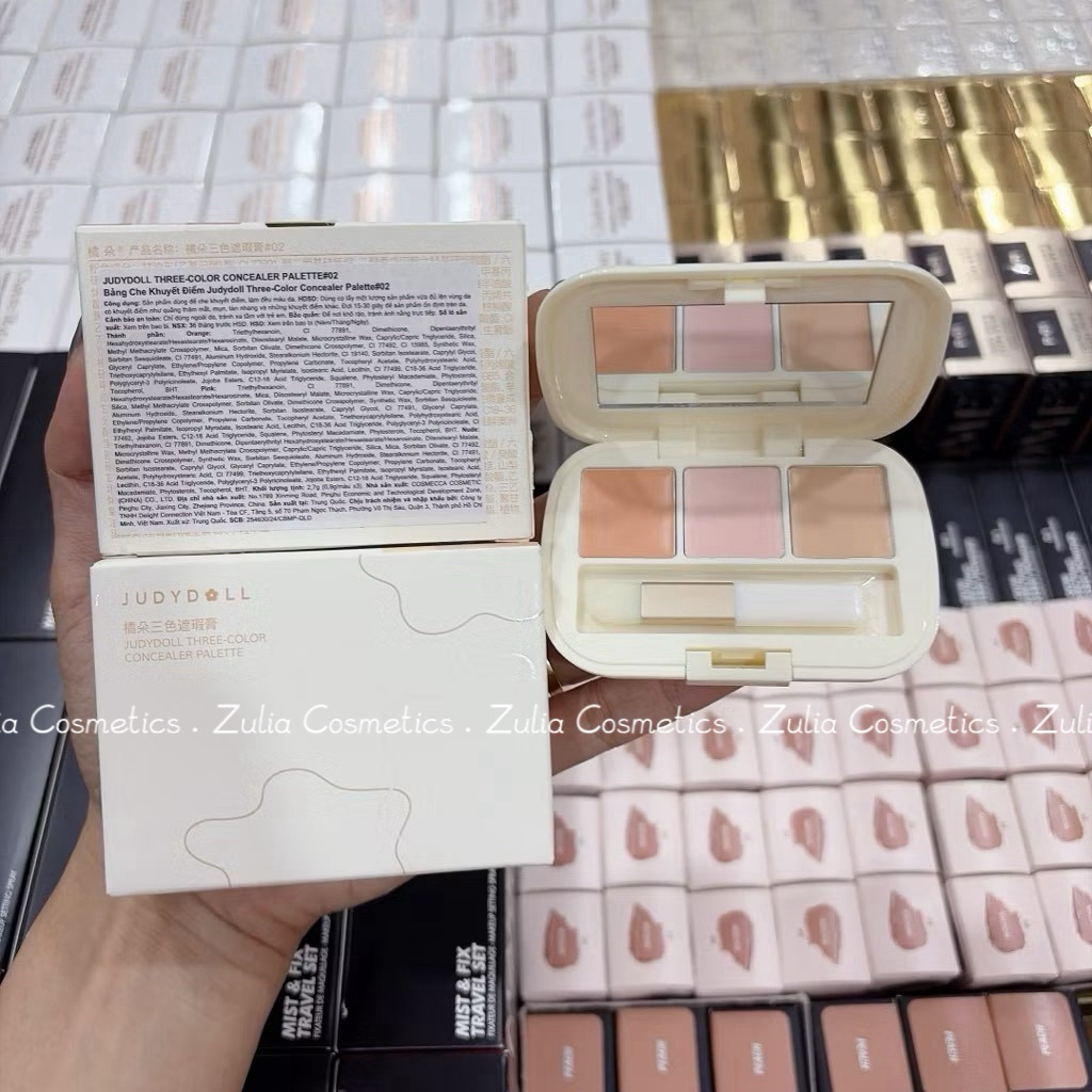 Bảng Che Khuyết Điểm Judydoll 3 Màu Triệt Sắc Che Thâm Mụn Kèm Cọ 2.7g (Nhập Khẩu Chính Hãng)