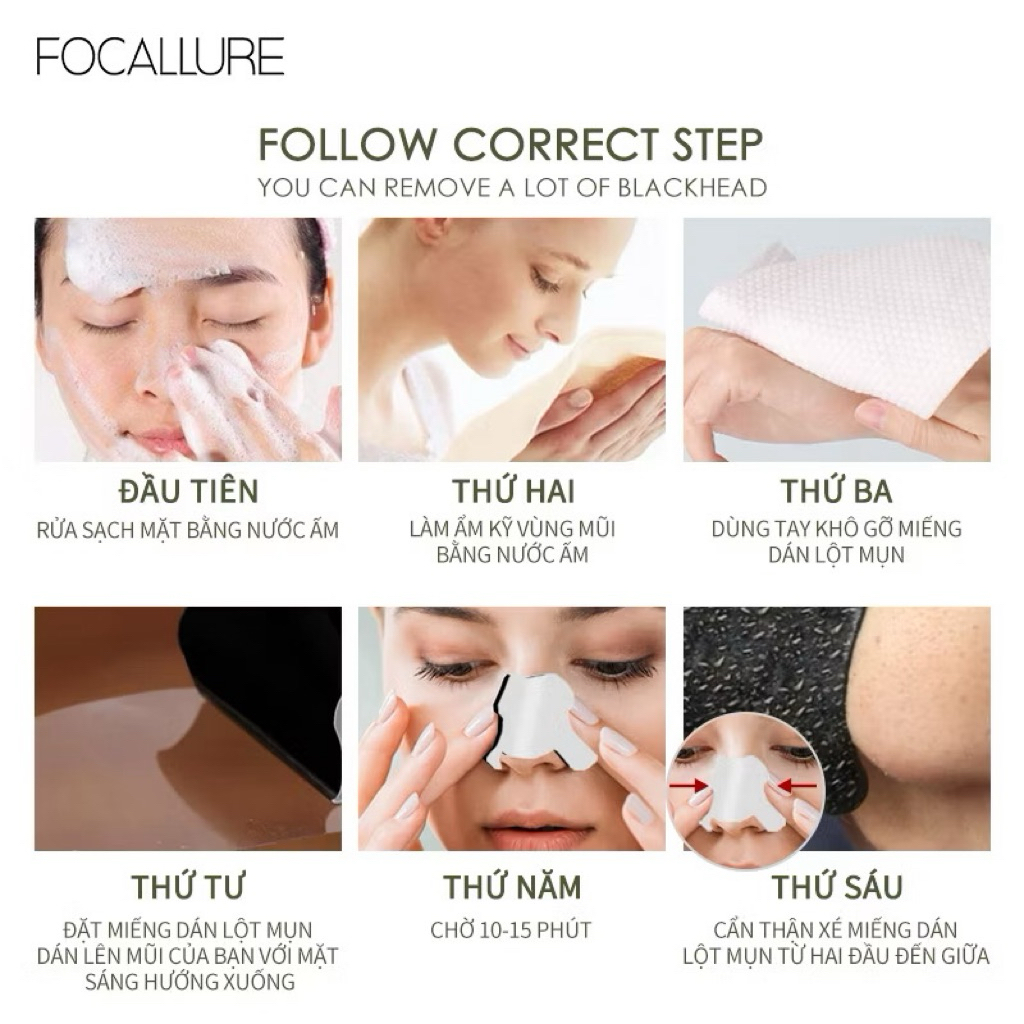 [FOCALLURE] Miếng Dán Lột Mụn Đầu Đen Focallure Vỏ Xanh, Blackhead Remover Pore Strips (FA171)