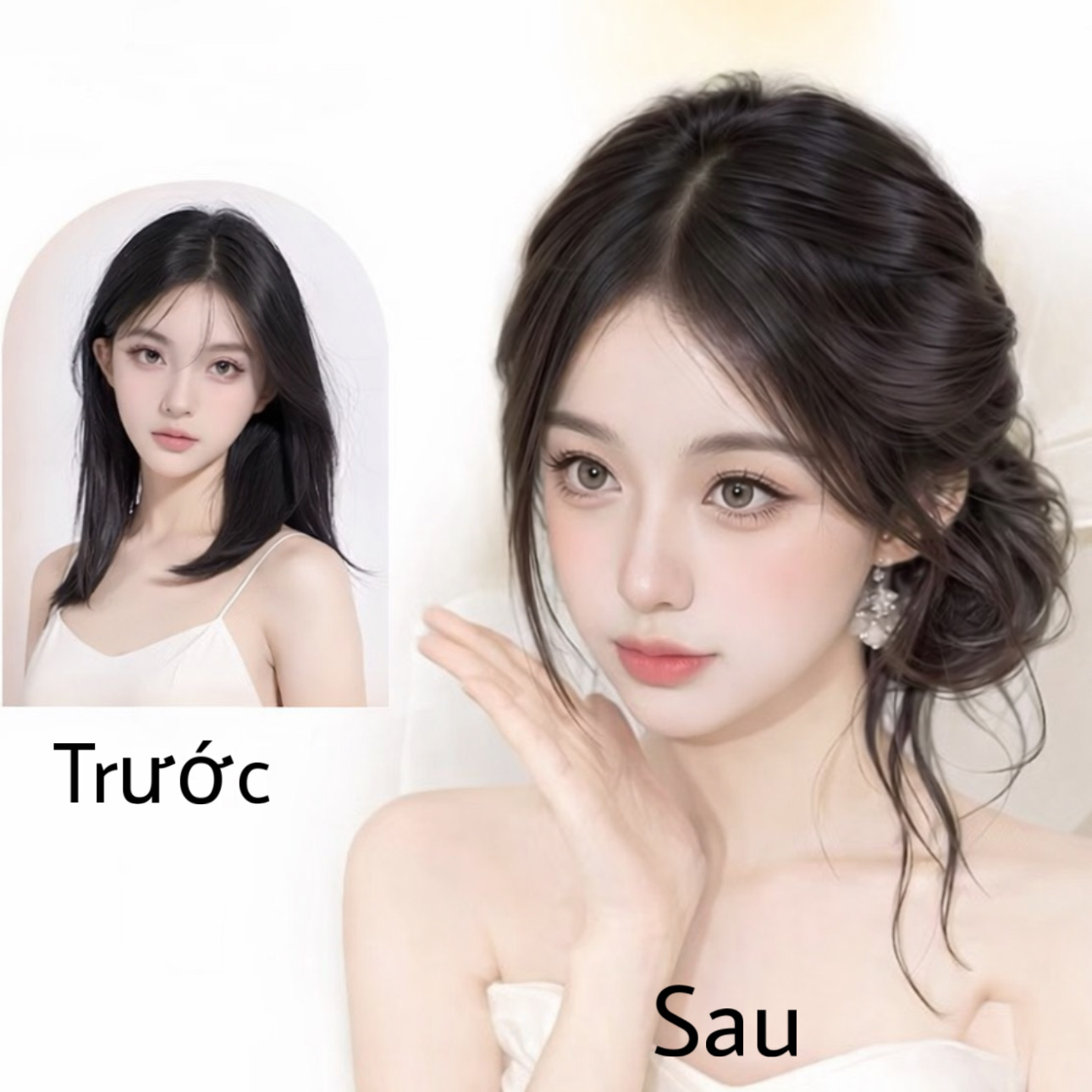 Tóc Giả Búi Ngoạm Lơi Xoăn Nhẹ – Kẹp Càng Cua Tiện Lợi, Tóc Tơ Cao Cấp Tự Nhiên, Tạo Kiểu Nhanh 1 Phút