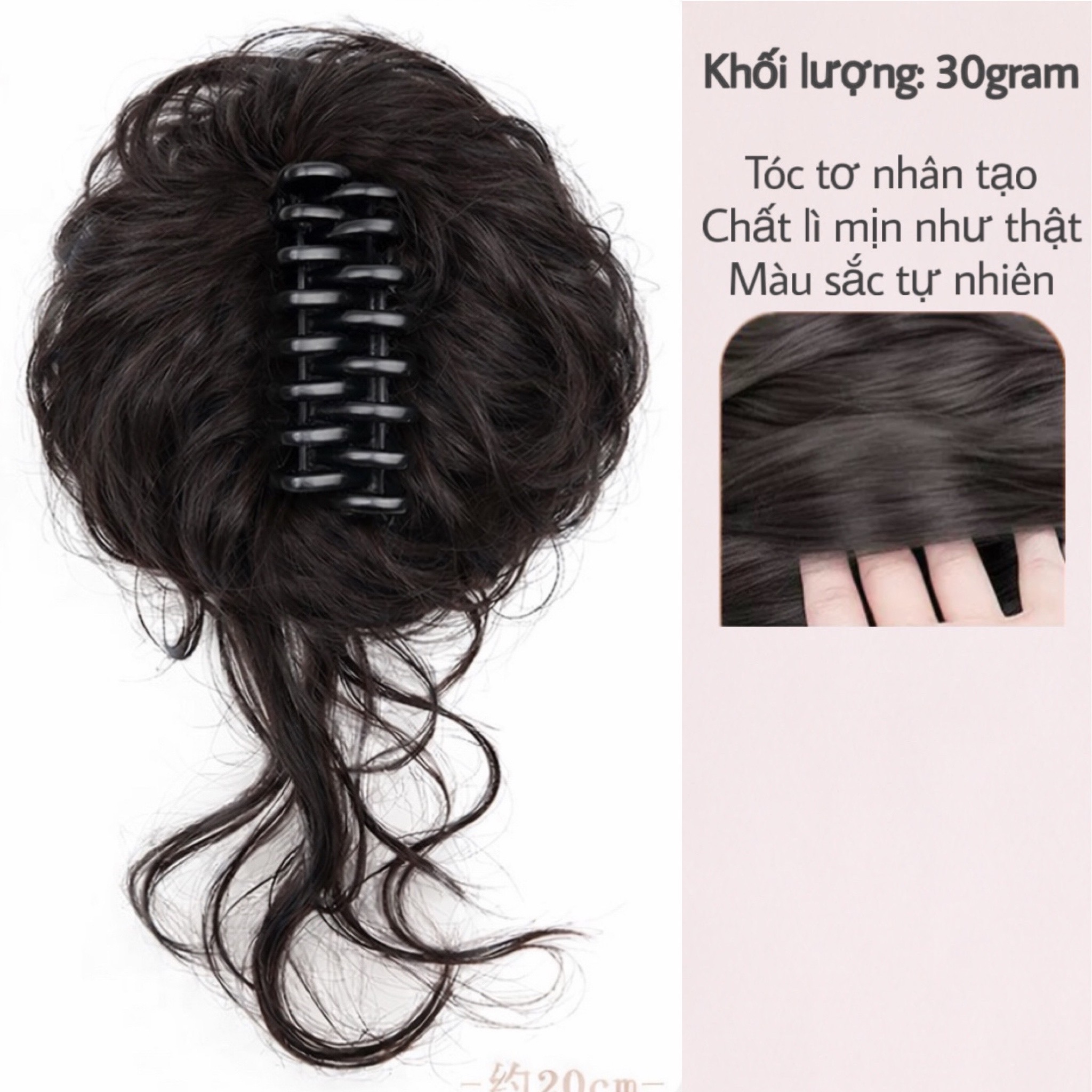 Tóc Giả Búi Ngoạm Lơi Xoăn Nhẹ – Kẹp Càng Cua Tiện Lợi, Tóc Tơ Cao Cấp Tự Nhiên, Tạo Kiểu Nhanh 1 Phút