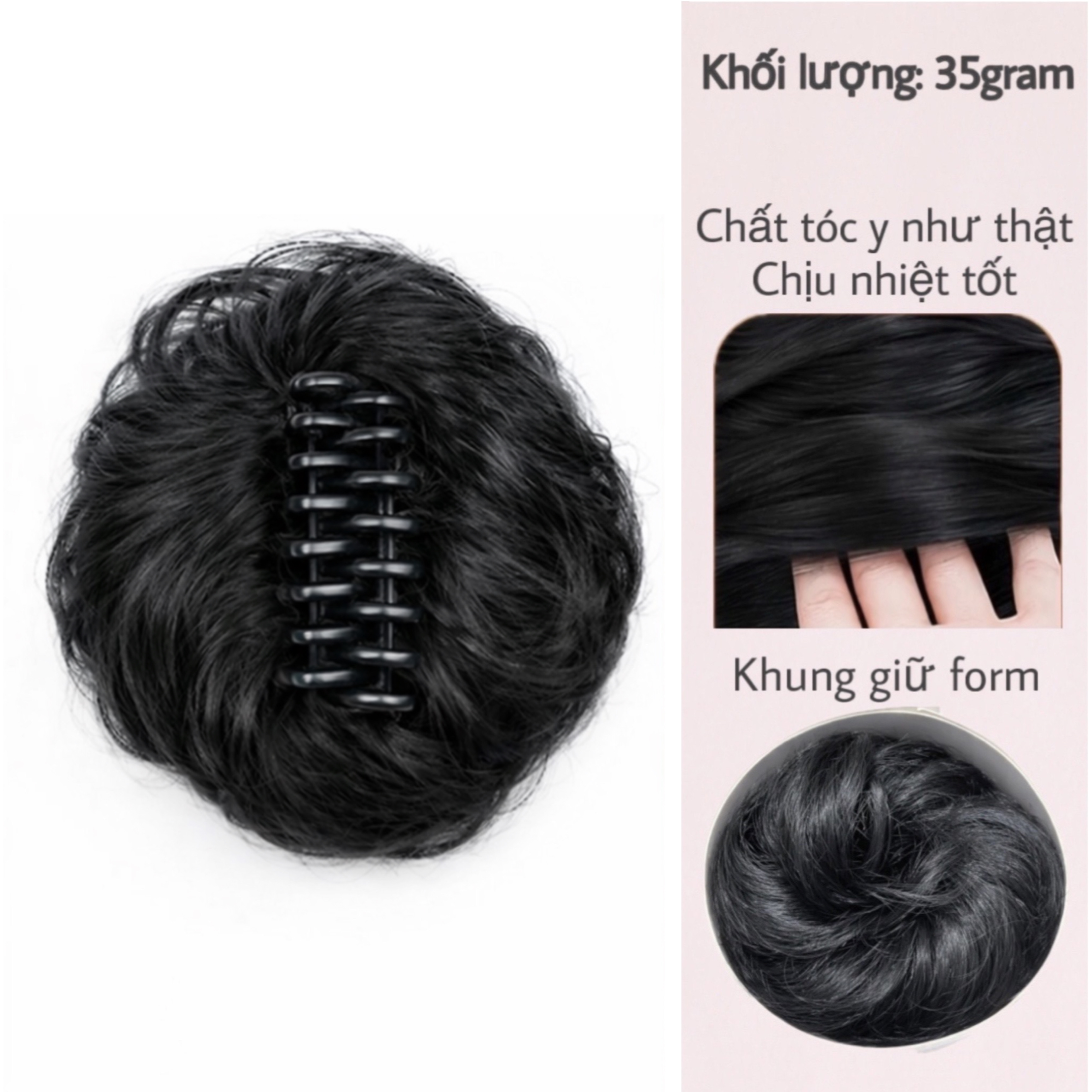 Tóc Giả Búi Xoăn Dạng Ngoạm Siêu Đẹp – Búi Tóc Giả Tơ Mềm Tự Nhiên, Dễ Dùng, Gọn Nhẹ, 4 Màu Hot