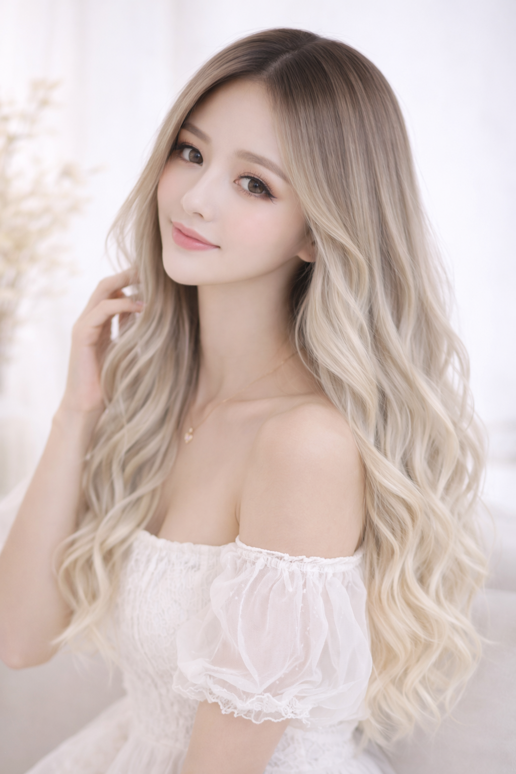 Tóc Giả Nguyên Đầu Ombre Nâu Có Da Đầu Tự Nhiên Tóc Bộ Lưới Hoa Cao Cấp Không Mái Như Tóc Thật