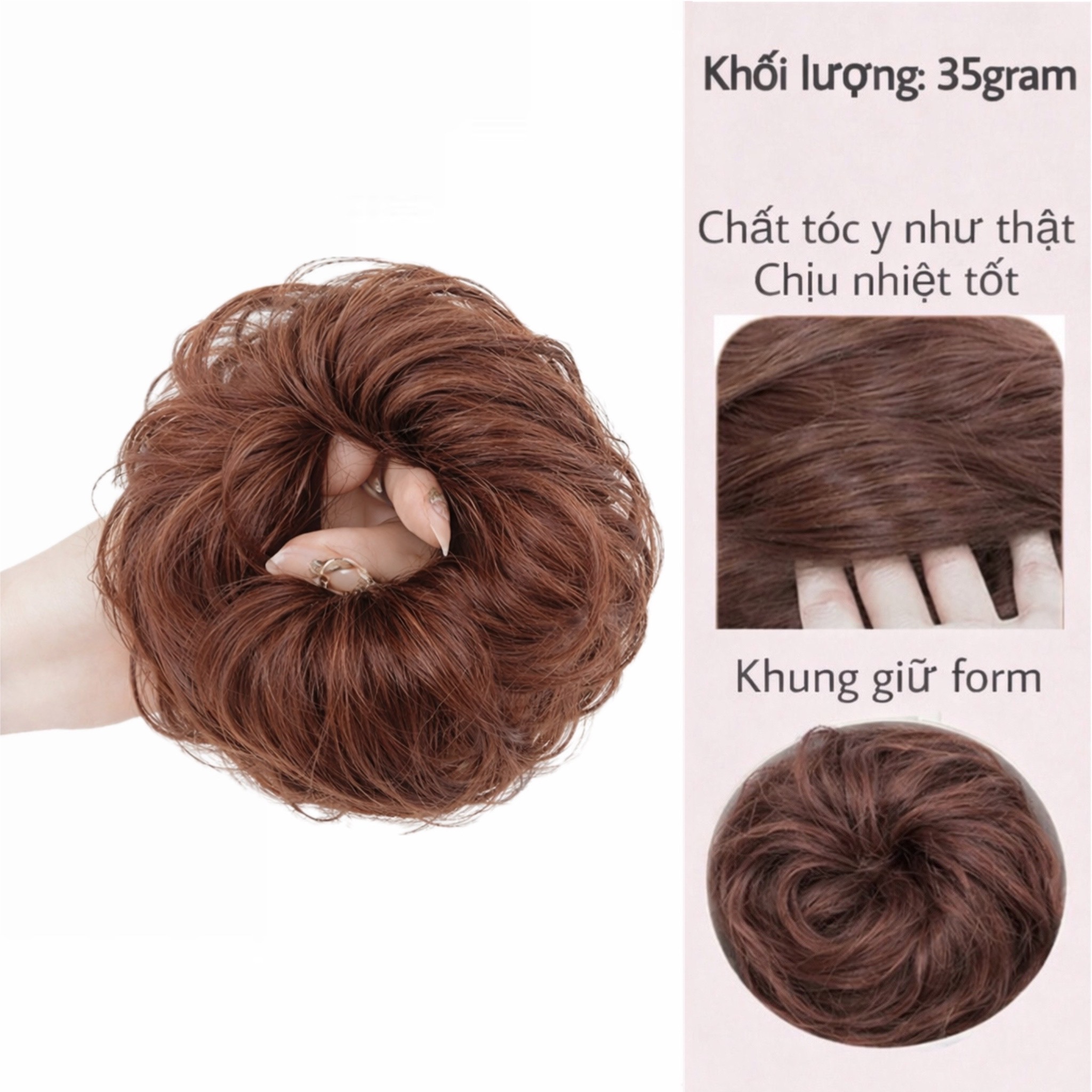 Tóc Giả Búi Xoăn Dạng Cột Cao Cấp – Búi Tóc Giả Tơ Mềm Tự Nhiên, Dễ Dùng, Gọn Nhẹ, 4 Màu Hot