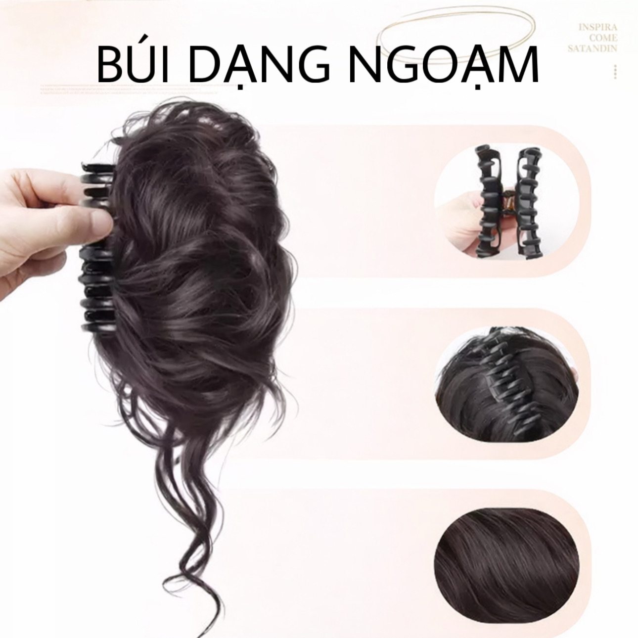 Tóc Giả Búi Ngoạm Lơi Xoăn Nhẹ – Kẹp Càng Cua Tiện Lợi, Tóc Tơ Cao Cấp Tự Nhiên, Tạo Kiểu Nhanh 1 Phút