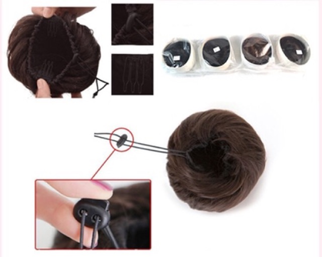 Búi Tóc Giả Tròn/ Búi Tóc Củ Tỏi Tự Nhiên – Búi Tóc Giả Dây Rút Cao Cấp, Giống Tóc Thật, Dễ Sử Dụng