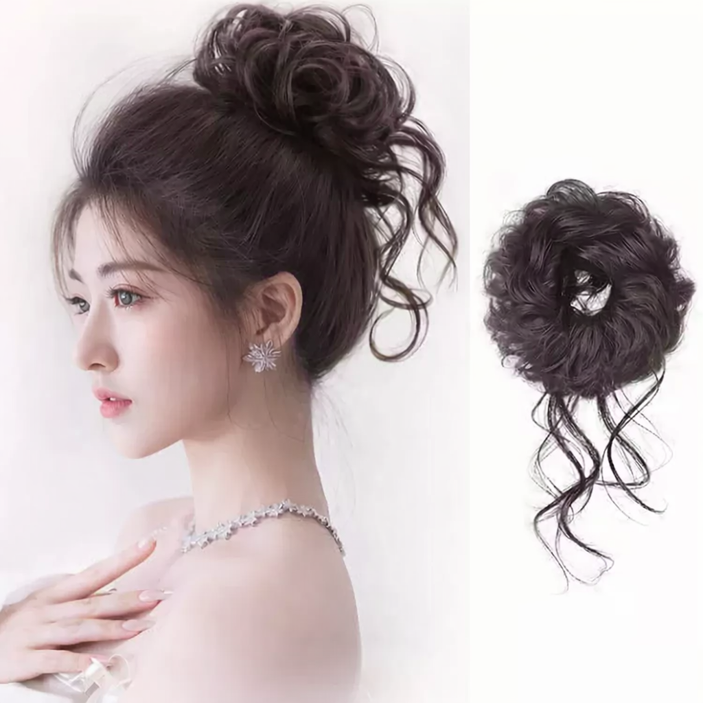 Tóc Giả Búi Xoăn Lơi Dạng Cột Cao Cấp – Búi Tóc Giả Tơ Mềm Tự Nhiên, Dễ Dùng, Gọn Nhẹ, 4 Màu Hot