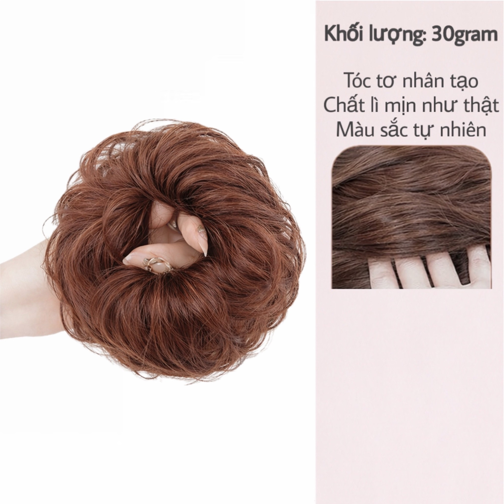 Tóc Giả Búi Xoăn Dạng Cột Cao Cấp – Búi Tóc Giả Tơ Mềm Tự Nhiên, Dễ Dùng, Gọn Nhẹ, 4 Màu Hot