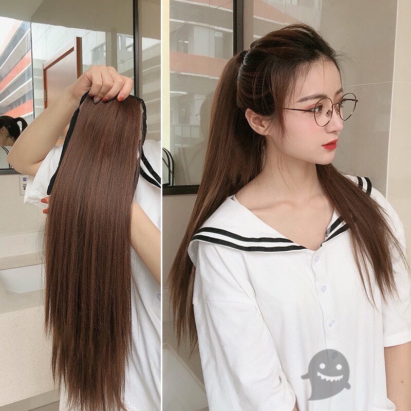 [SỈ TÓC GIẢ] Tóc Giả Cột Thẳng Tự Nhiên – Tóc Buộc Đuôi Ngựa Dài Mịn Như Tóc Thật, Dễ Sử Dụng