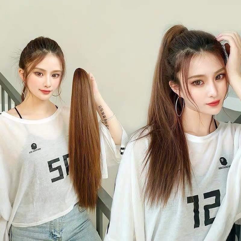 Tóc Giả Ngoạm Thẳng Dài 55-60Cm Thanh Lịch – Kẹp Ngoạm Nhanh Gọn, Tóc Tơ Cao Cấp Như Thật Dễ Sử Dụng