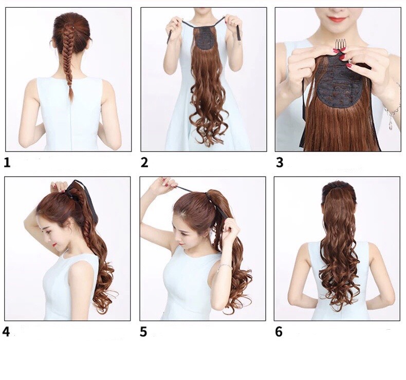 [SỈ TÓC GIẢ] Tóc Giả Cột Xoăn Tự Nhiên – Tóc Buộc Đuôi Ngựa Xoăn Dài Mịn Như Tóc Thật, Dễ Sử Dụng