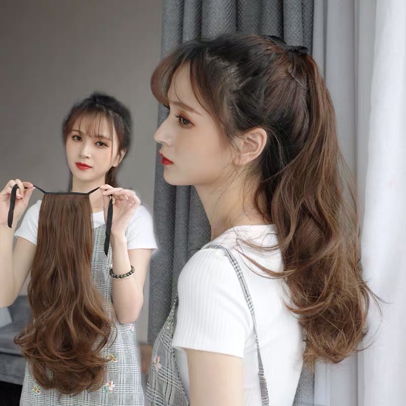 [SỈ TÓC GIẢ] Tóc Giả Cột Xoăn Tự Nhiên – Tóc Buộc Đuôi Ngựa Xoăn Dài Mịn Như Tóc Thật, Dễ Sử Dụng