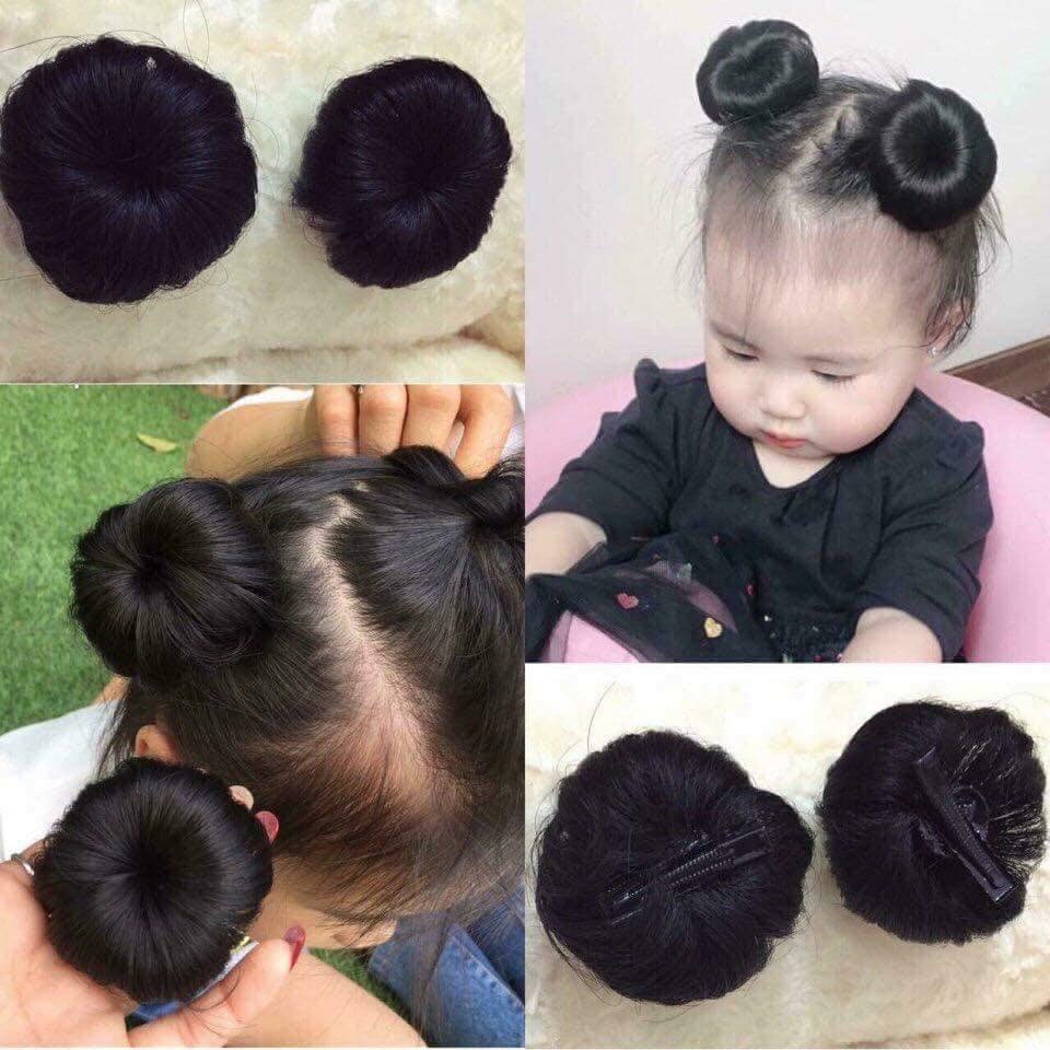 [SỈ TÓC GIẢ] Set 2 Búi Tóc Giả Mini Cho Bé – Tóc Búi Kẹp Nhỏ Xinh Tự Nhiên Như Tóc Thật Đáng Yêu