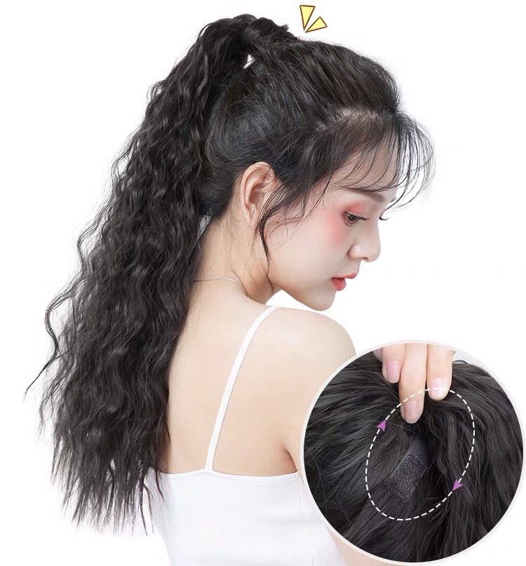 [SỈ TÓC GIẢ] Tóc Giả Cột Sóng Xù Năng Động – Tóc Buộc Đuôi Ngựa Xù Dài Trẻ Trung Mịn Như Tóc Thật, Dễ Sử Dụng