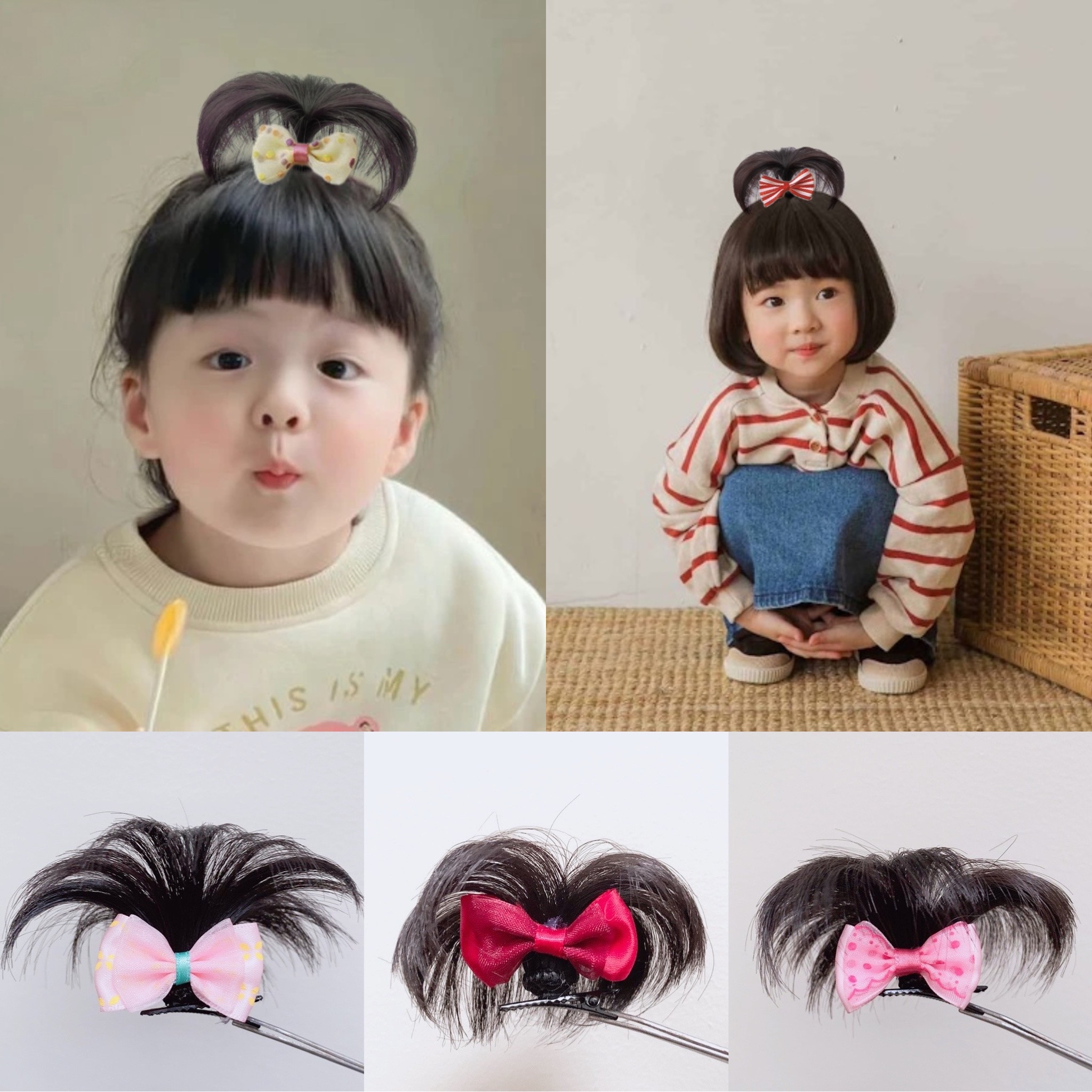 [SỈ TÓC GIẢ] Kẹp Tóc Nơ Cho Bé Cao Cấp - Chỏm Tóc Cây Dừa Siêu Xinh Cho Bé Gái - Phụ Kiện Tóc Trẻ Em Sỉ Toàn Quốc