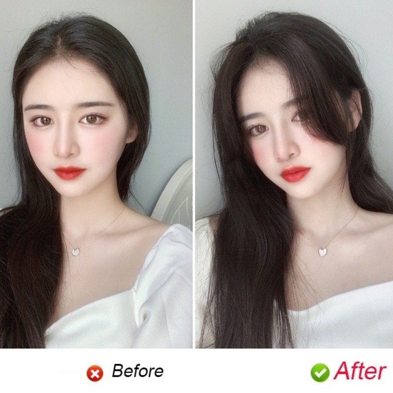 Tóc Giả Mái Dài Layer Kẹp Cao Cấp – Mái Tỉa Lơi & Mái Tự Nhiên, Tơ Mềm Như Tóc Thật, Phong Cách Hàn Quốc