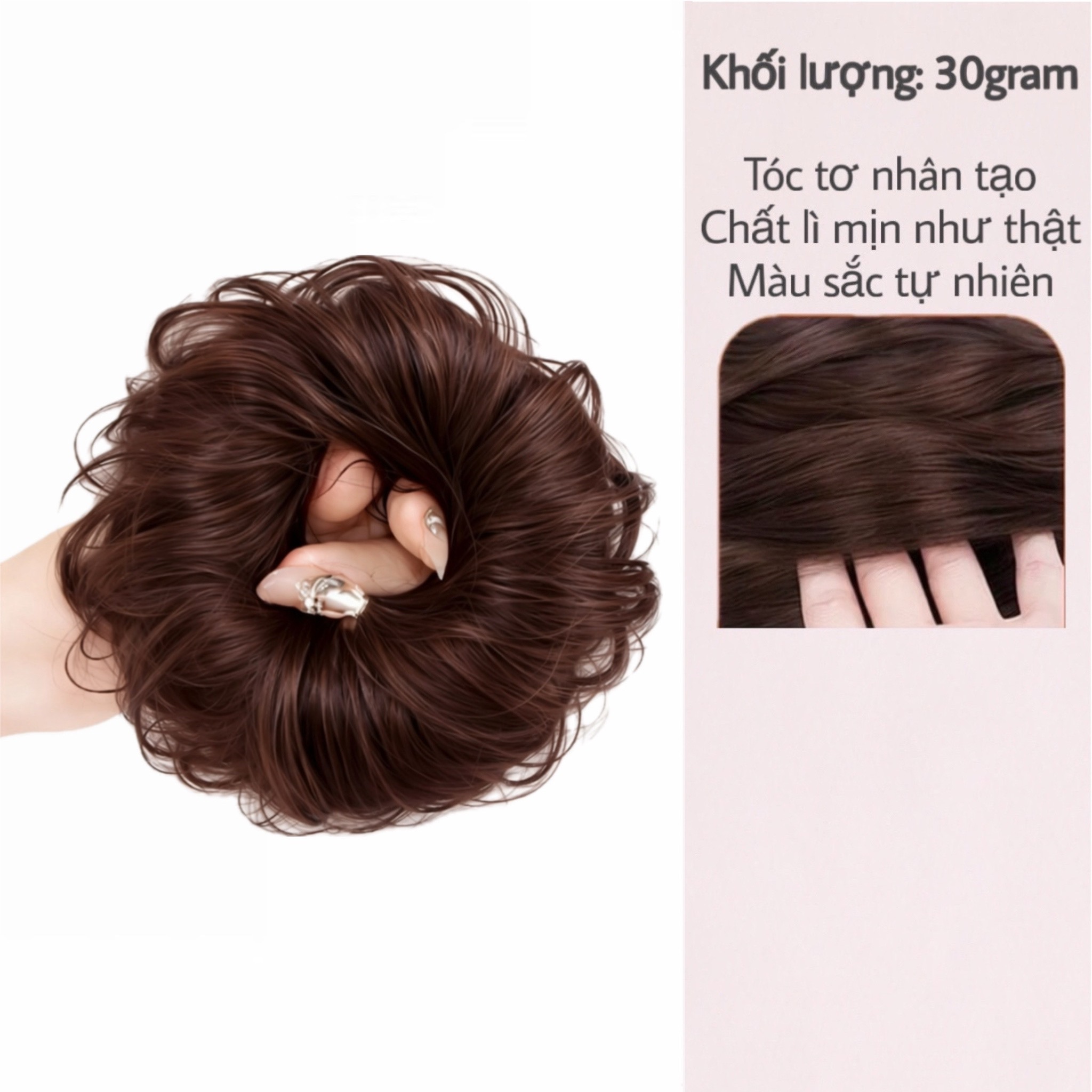Tóc Giả Búi Xoăn Dạng Cột Cao Cấp – Búi Tóc Giả Tơ Mềm Tự Nhiên, Dễ Dùng, Gọn Nhẹ, 4 Màu Hot