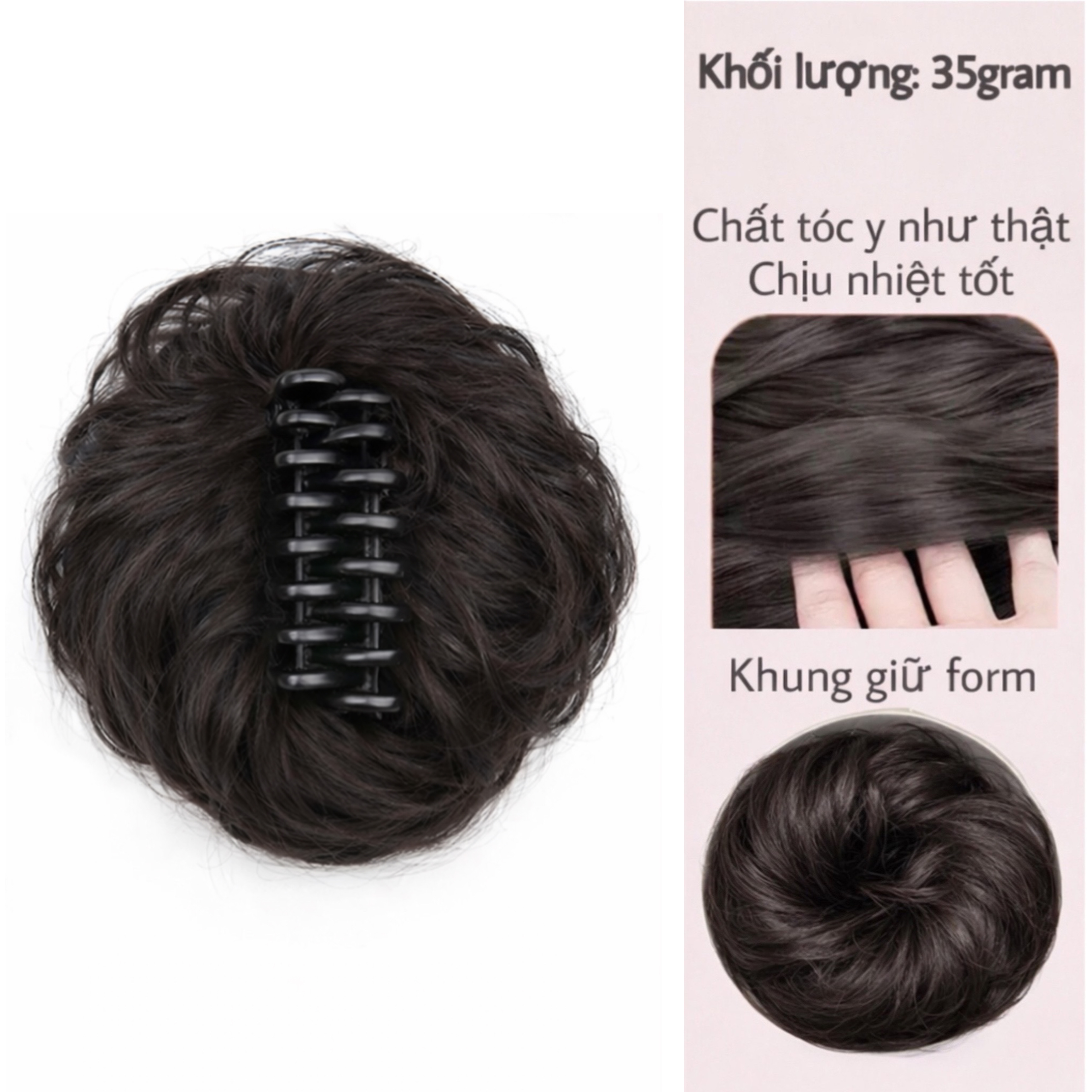 Tóc Giả Búi Xoăn Dạng Ngoạm Siêu Đẹp – Búi Tóc Giả Tơ Mềm Tự Nhiên, Dễ Dùng, Gọn Nhẹ, 4 Màu Hot