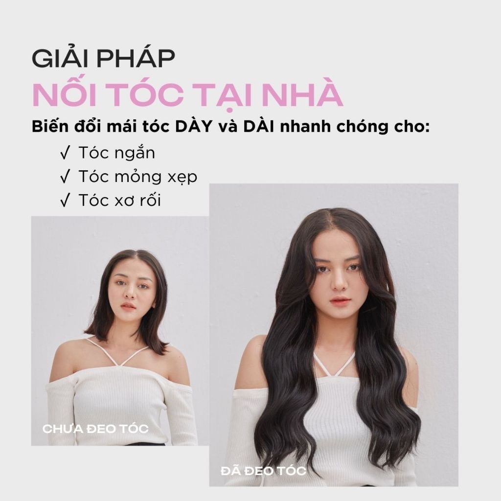 Kẹp U Tóc Giả Cao Cấp Siêu Dày 7 Kẹp – Tơ Mềm Tự Nhiên, Lưới Hoa Co Giãn, Full 6 Màu Hot Trend