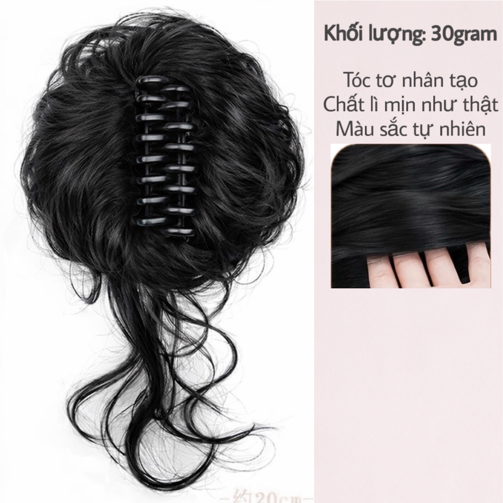 Tóc Giả Búi Ngoạm Lơi Xoăn Nhẹ – Kẹp Càng Cua Tiện Lợi, Tóc Tơ Cao Cấp Tự Nhiên, Tạo Kiểu Nhanh 1 Phút
