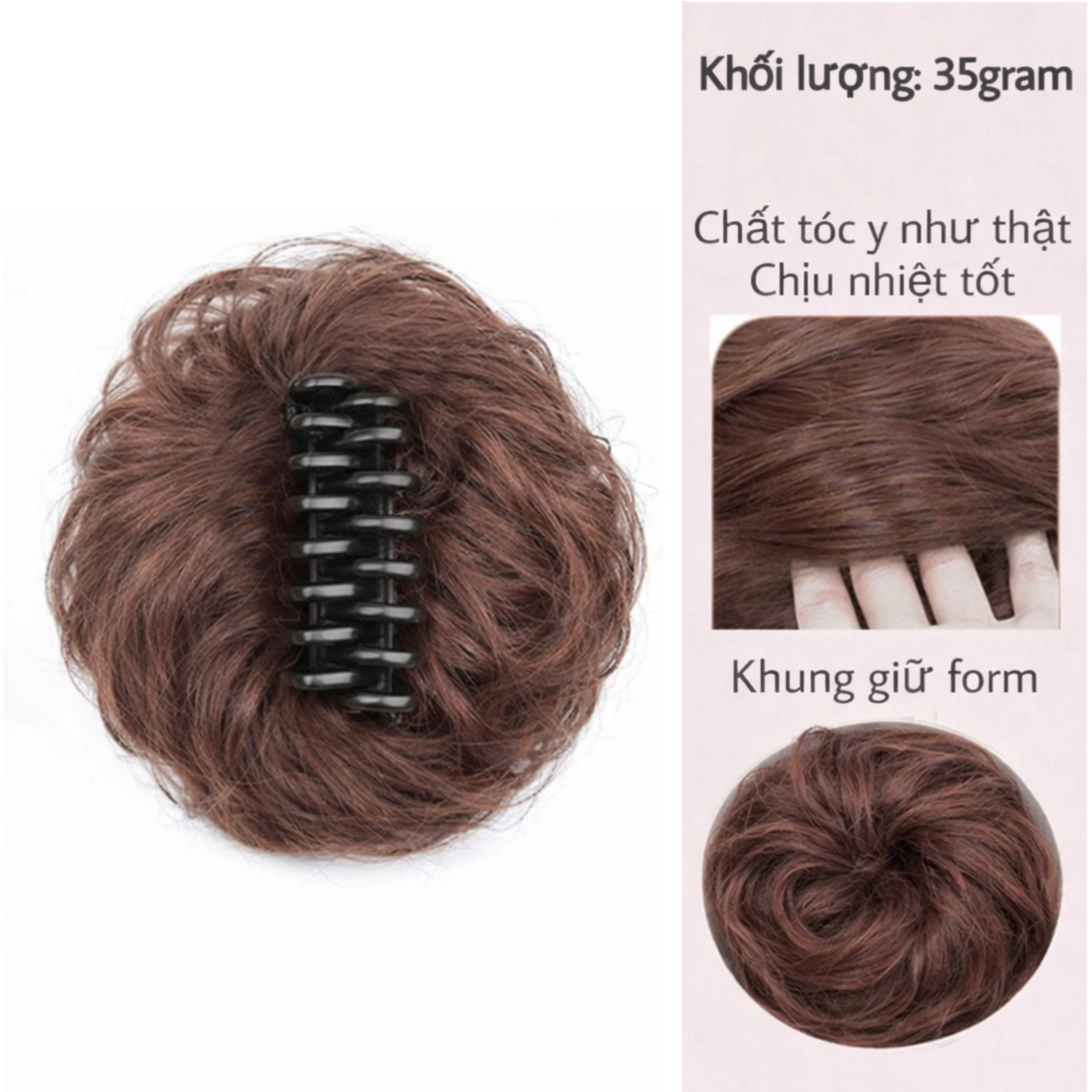 Tóc Giả Búi Xoăn Dạng Ngoạm Siêu Đẹp – Búi Tóc Giả Tơ Mềm Tự Nhiên, Dễ Dùng, Gọn Nhẹ, 4 Màu Hot