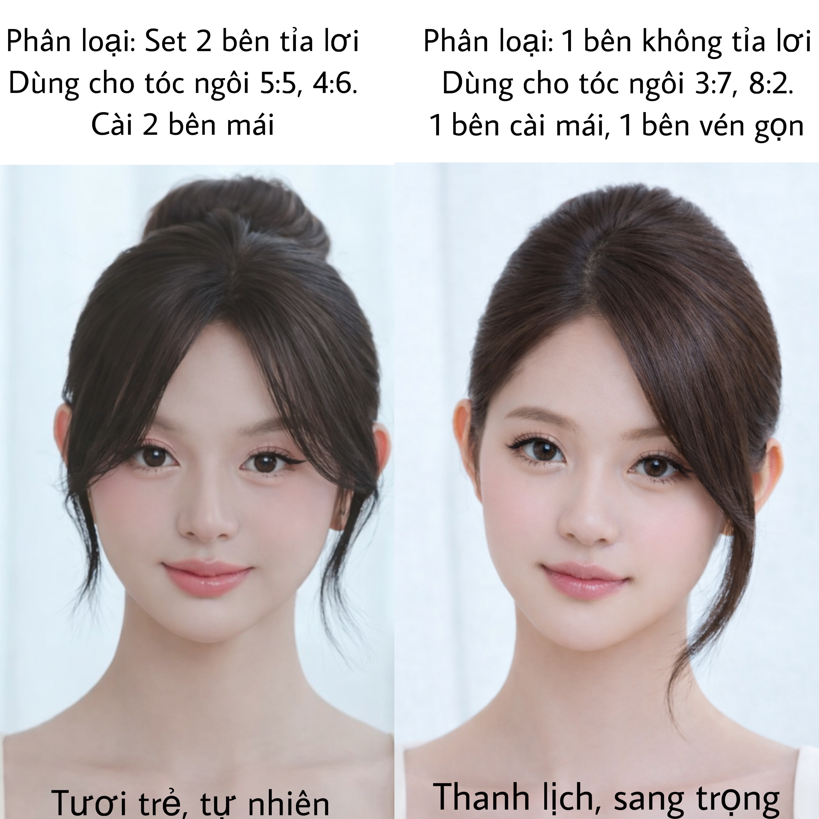 Tóc Giả Mái Dài Layer Kẹp Cao Cấp – Mái Tỉa Lơi & Mái Tự Nhiên, Tơ Mềm Như Tóc Thật, Phong Cách Hàn Quốc