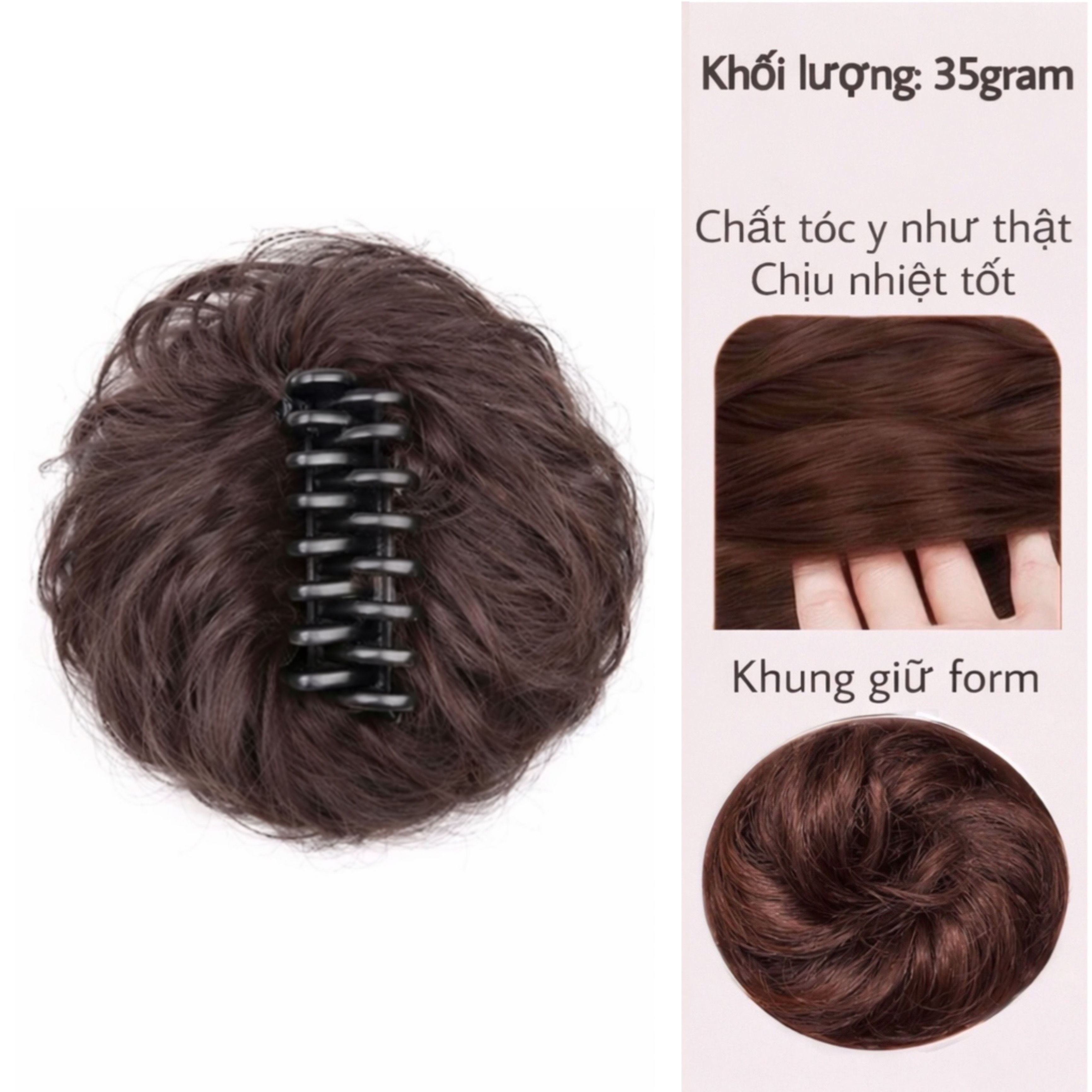 Tóc Giả Búi Xoăn Dạng Ngoạm Siêu Đẹp – Búi Tóc Giả Tơ Mềm Tự Nhiên, Dễ Dùng, Gọn Nhẹ, 4 Màu Hot