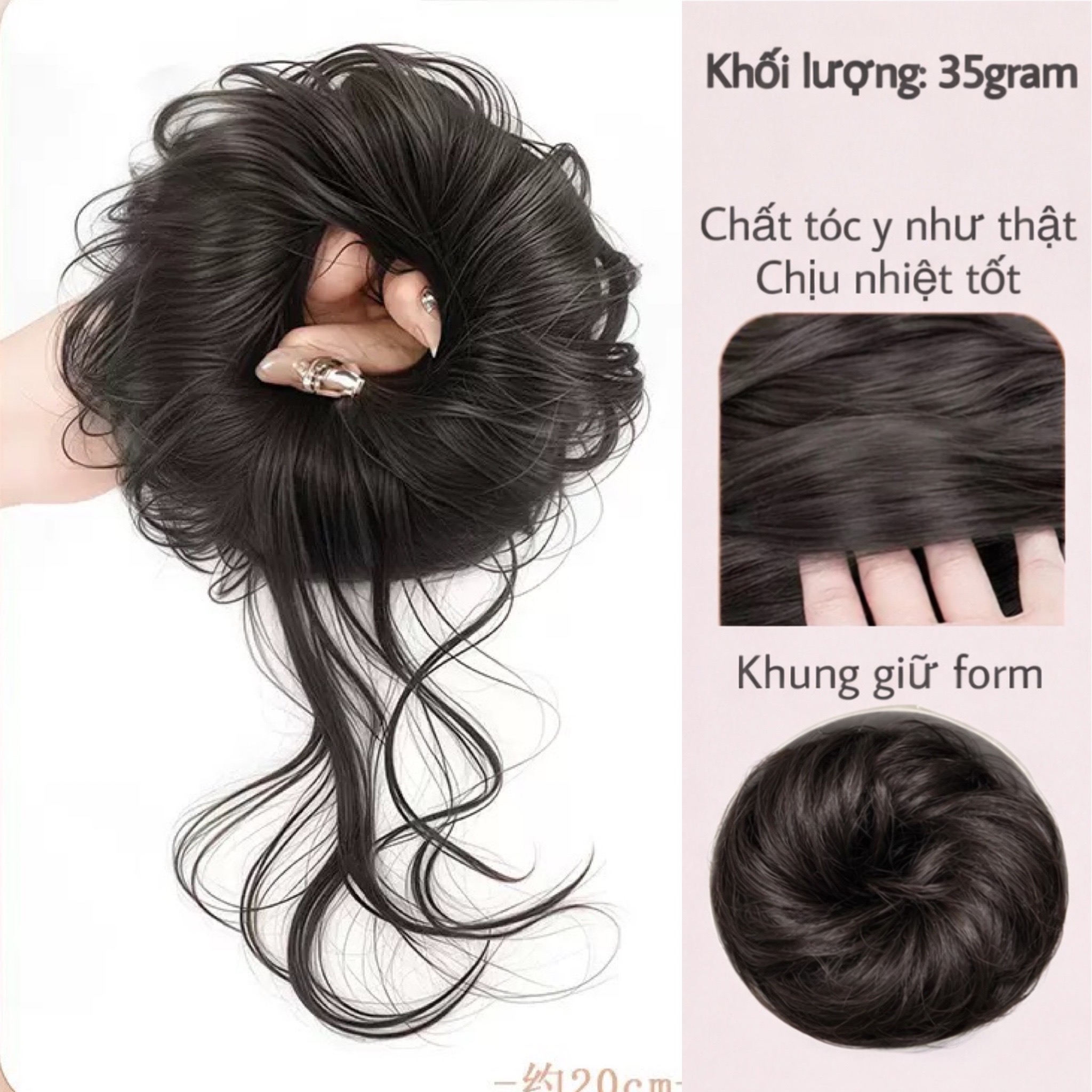 Tóc Giả Búi Xoăn Lơi Dạng Cột Cao Cấp – Búi Tóc Giả Tơ Mềm Tự Nhiên, Dễ Dùng, Gọn Nhẹ, 4 Màu Hot