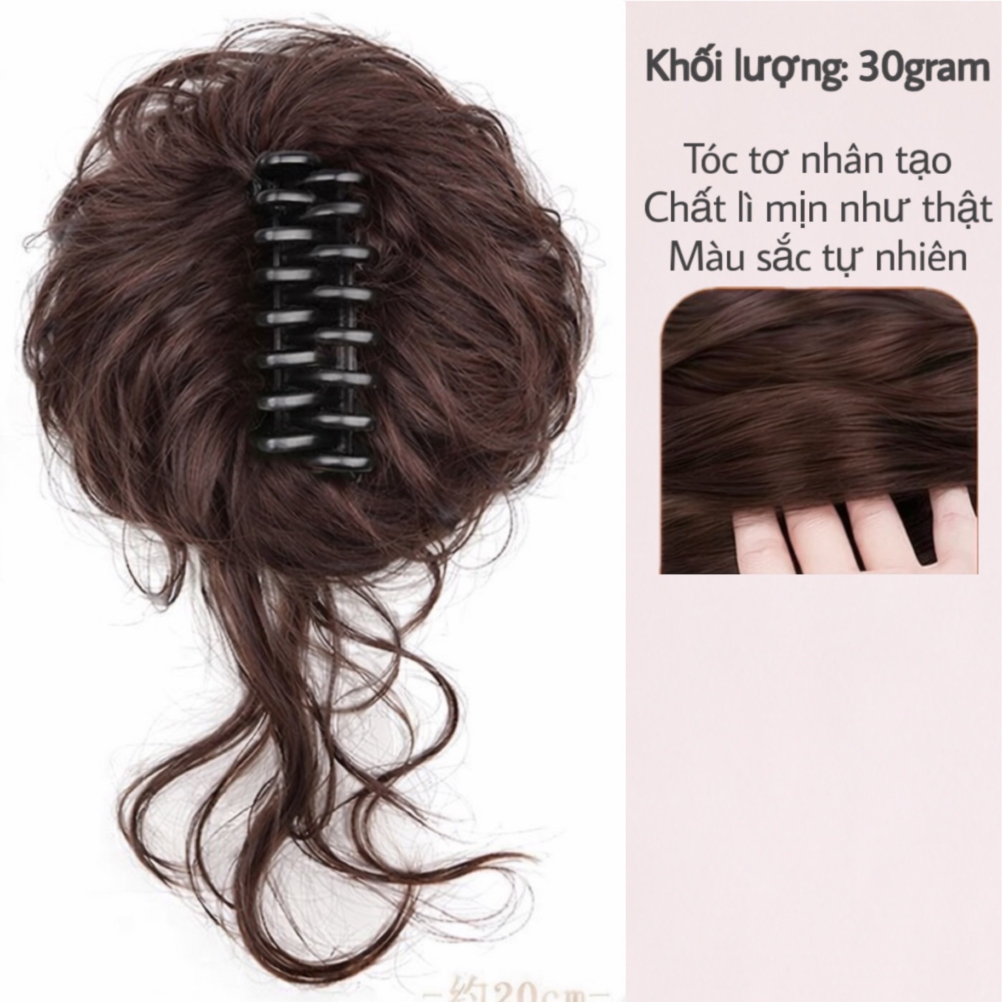 Tóc Giả Búi Ngoạm Lơi Xoăn Nhẹ – Kẹp Càng Cua Tiện Lợi, Tóc Tơ Cao Cấp Tự Nhiên, Tạo Kiểu Nhanh 1 Phút