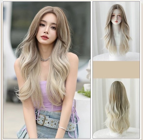 Tóc Giả Nguyên Đầu Ombre Nâu Có Da Đầu Tự Nhiên Tóc Bộ Lưới Hoa Cao Cấp Không Mái Như Tóc Thật