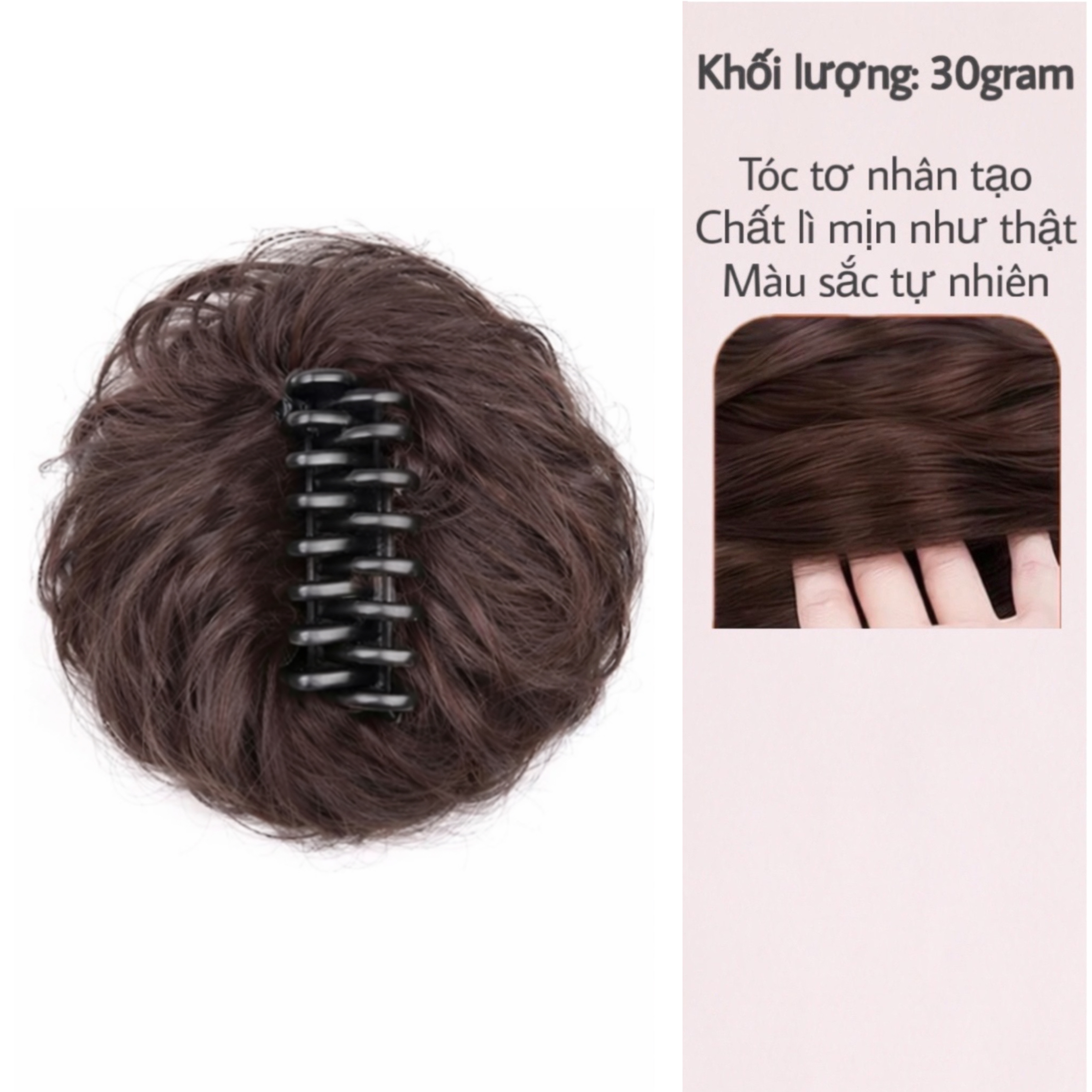Tóc Giả Búi Xoăn Dạng Ngoạm Siêu Đẹp – Búi Tóc Giả Tơ Mềm Tự Nhiên, Dễ Dùng, Gọn Nhẹ, 4 Màu Hot