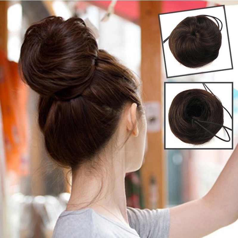 Búi Tóc Giả Tròn/ Búi Tóc Củ Tỏi Tự Nhiên – Búi Tóc Giả Dây Rút Cao Cấp, Giống Tóc Thật, Dễ Sử Dụng