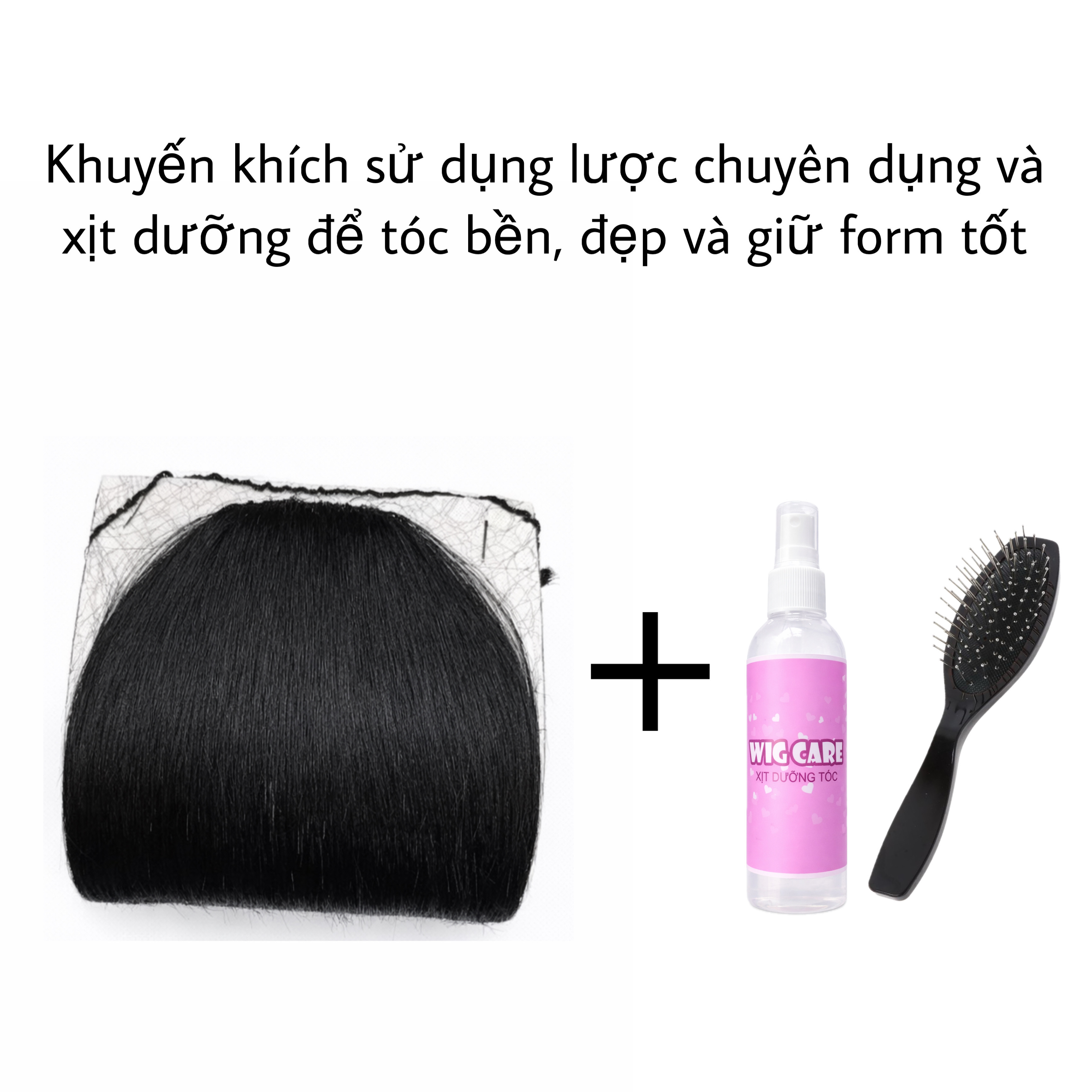 Tóc Giả Tóc Giả Mái Ngố Cao Cấp – Mái Bằng Cute, Tơ Mềm Tự Nhiên, Dễ Tạo Kiểu Như Tóc Thật