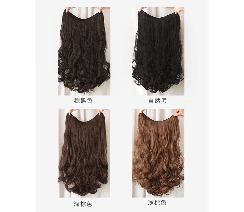 Tóc Giả Kẹp Dải 5 Phím Xoăn Cao Cấp – Tơ Mềm Tự Nhiên, Nối Dày Tóc Nhanh, Kẹp Chắc Ẩn Tóc