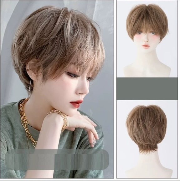 Tóc Giả Nguyên Đầu Tomboy Tém Ngắn Có Da Đầu Tóc Bộ Lưới Hoa Cao Cấp Mềm Mượt Tự Nhiên Như Tóc Thật