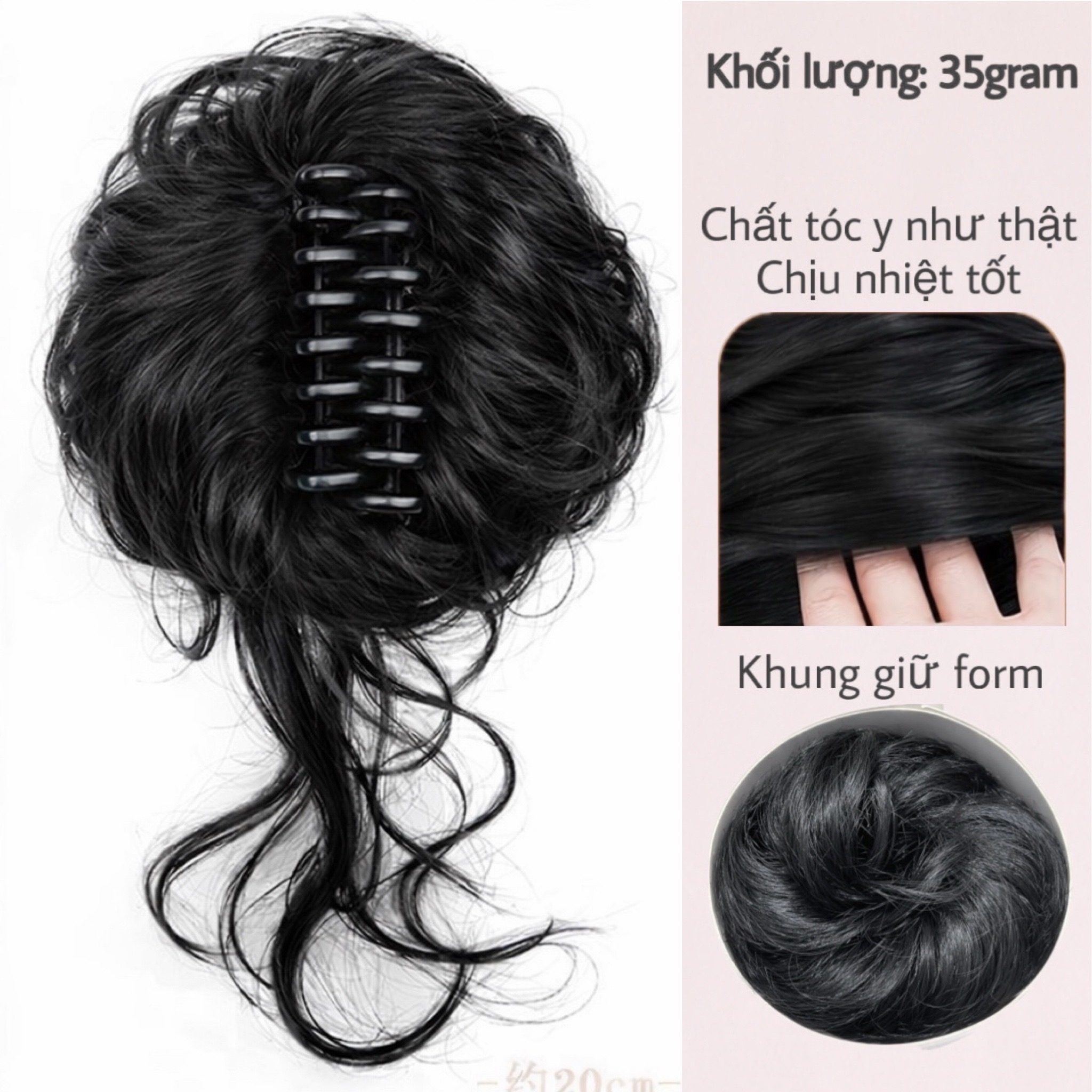 Tóc Giả Búi Ngoạm Lơi Xoăn Nhẹ – Kẹp Càng Cua Tiện Lợi, Tóc Tơ Cao Cấp Tự Nhiên, Tạo Kiểu Nhanh 1 Phút