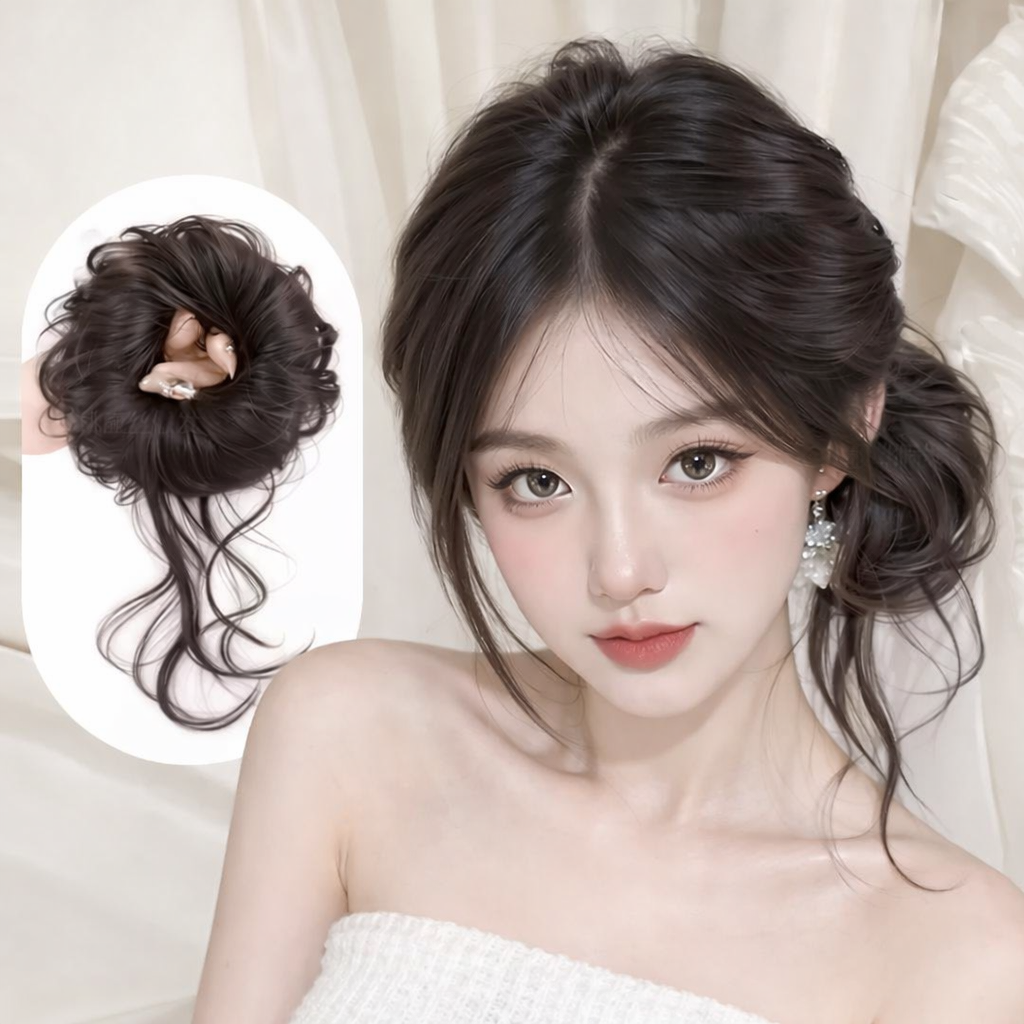 Tóc Giả Búi Xoăn Lơi Dạng Cột Cao Cấp – Búi Tóc Giả Tơ Mềm Tự Nhiên, Dễ Dùng, Gọn Nhẹ, 4 Màu Hot