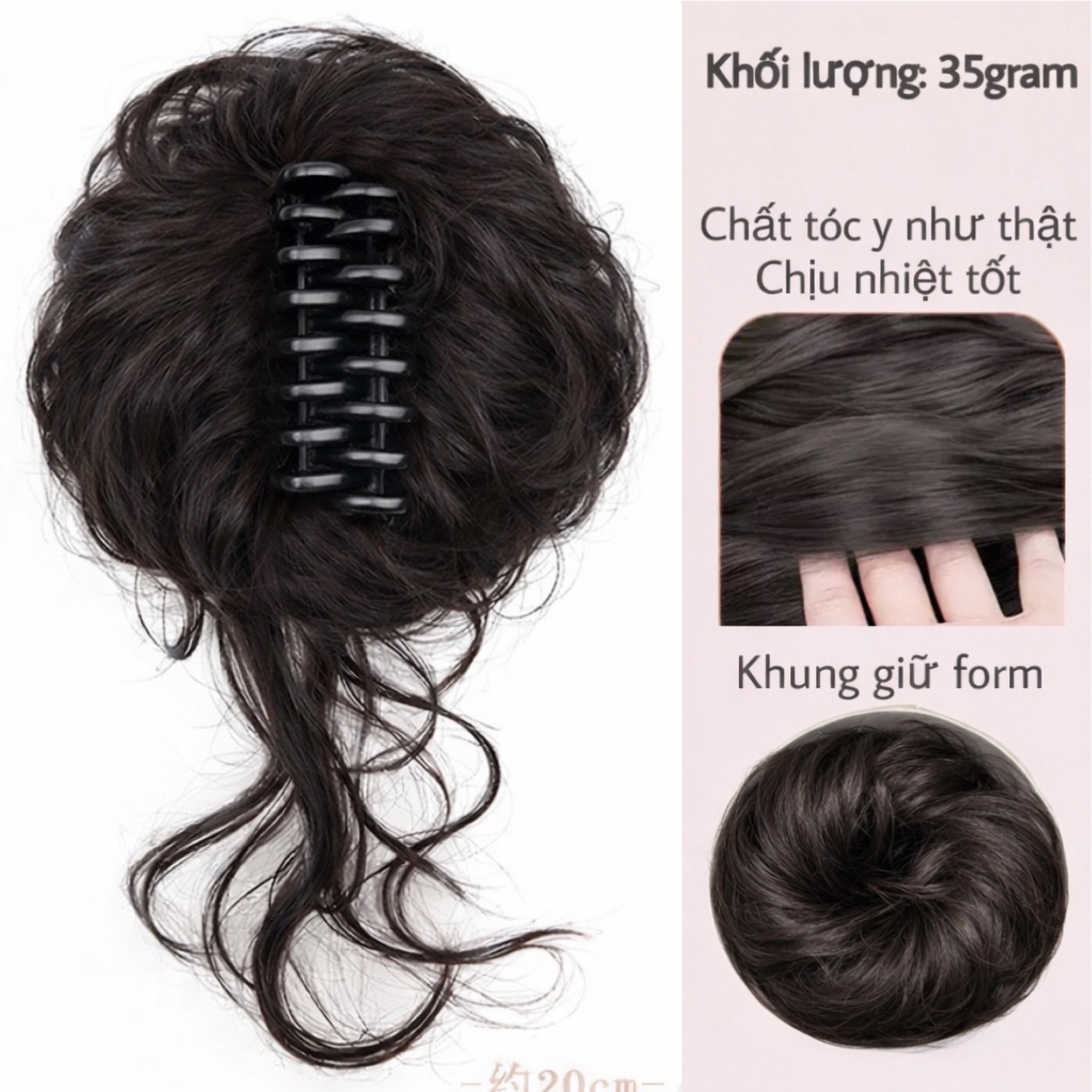 Tóc Giả Búi Ngoạm Lơi Xoăn Nhẹ – Kẹp Càng Cua Tiện Lợi, Tóc Tơ Cao Cấp Tự Nhiên, Tạo Kiểu Nhanh 1 Phút