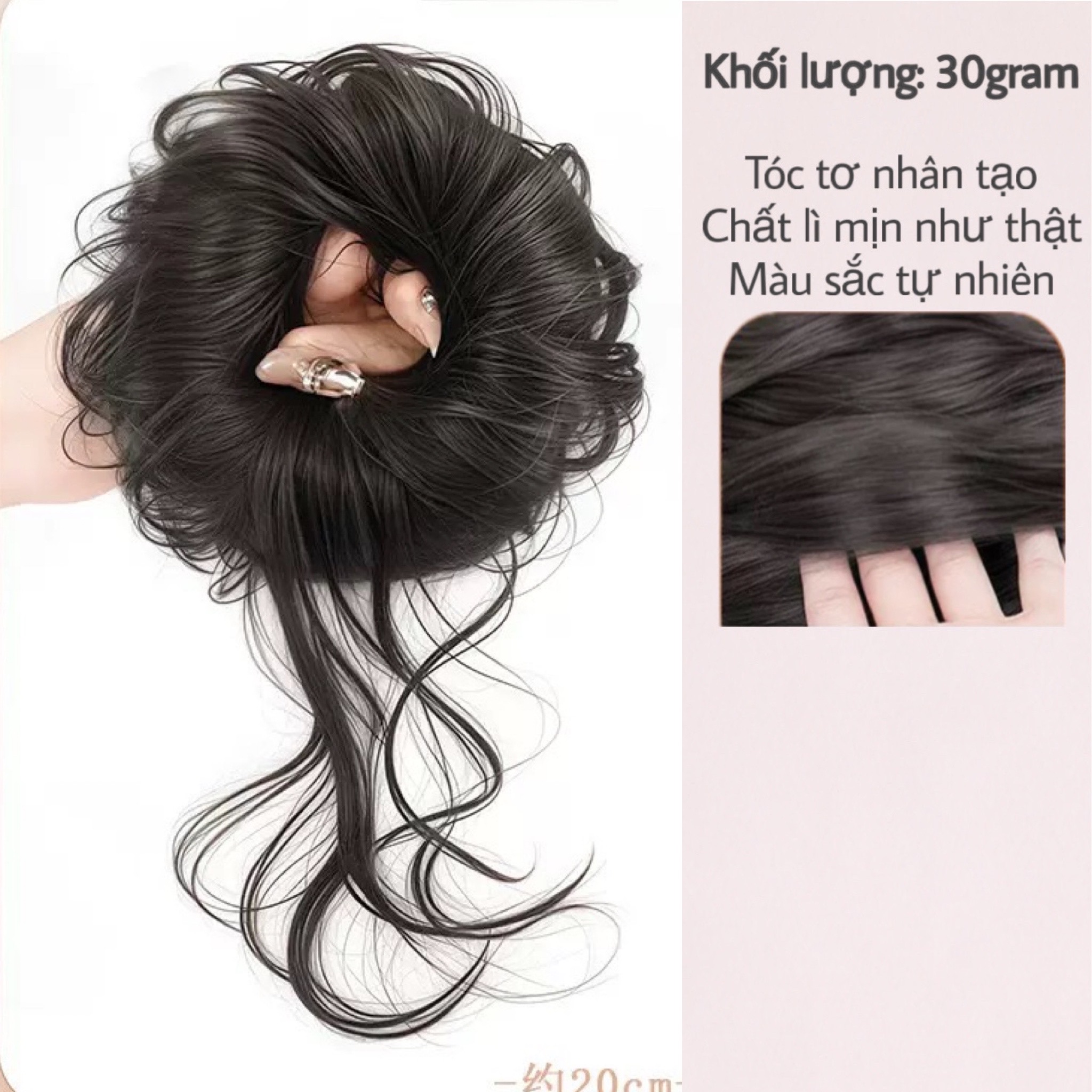 Tóc Giả Búi Xoăn Lơi Dạng Cột Cao Cấp – Búi Tóc Giả Tơ Mềm Tự Nhiên, Dễ Dùng, Gọn Nhẹ, 4 Màu Hot