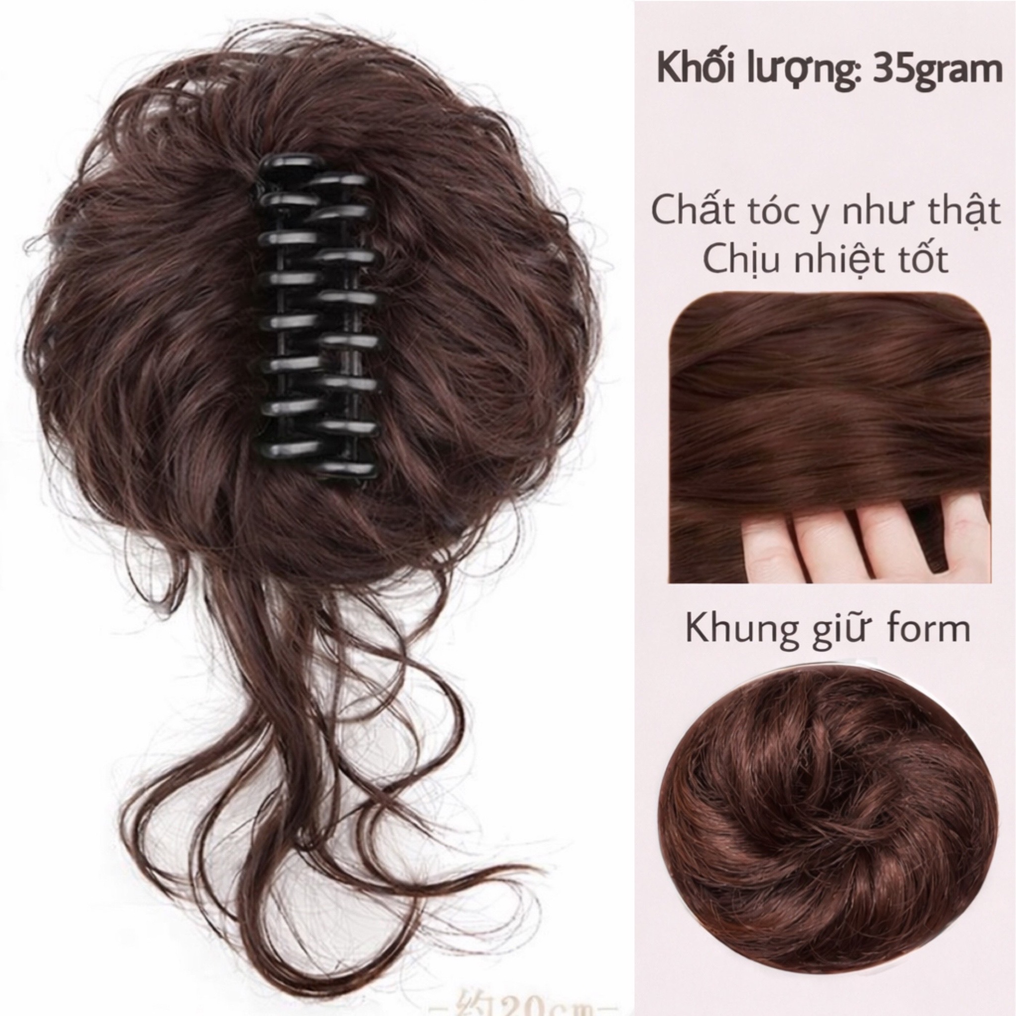 Tóc Giả Búi Ngoạm Lơi Xoăn Nhẹ – Kẹp Càng Cua Tiện Lợi, Tóc Tơ Cao Cấp Tự Nhiên, Tạo Kiểu Nhanh 1 Phút