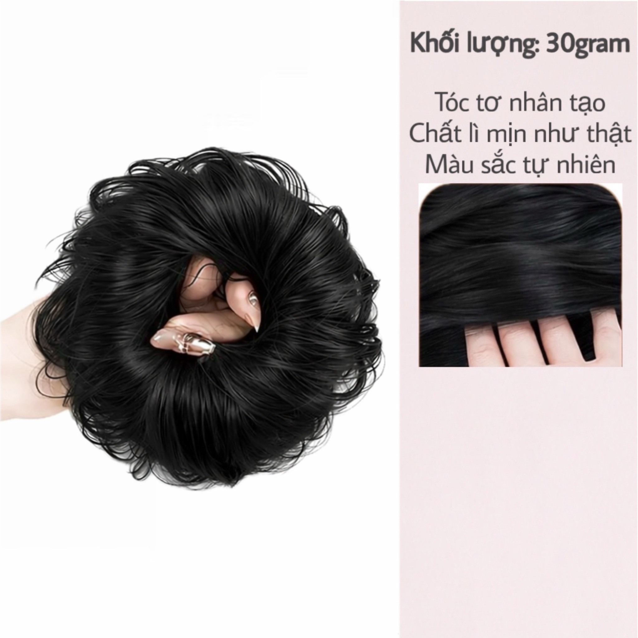 Tóc Giả Búi Xoăn Dạng Cột Cao Cấp – Búi Tóc Giả Tơ Mềm Tự Nhiên, Dễ Dùng, Gọn Nhẹ, 4 Màu Hot