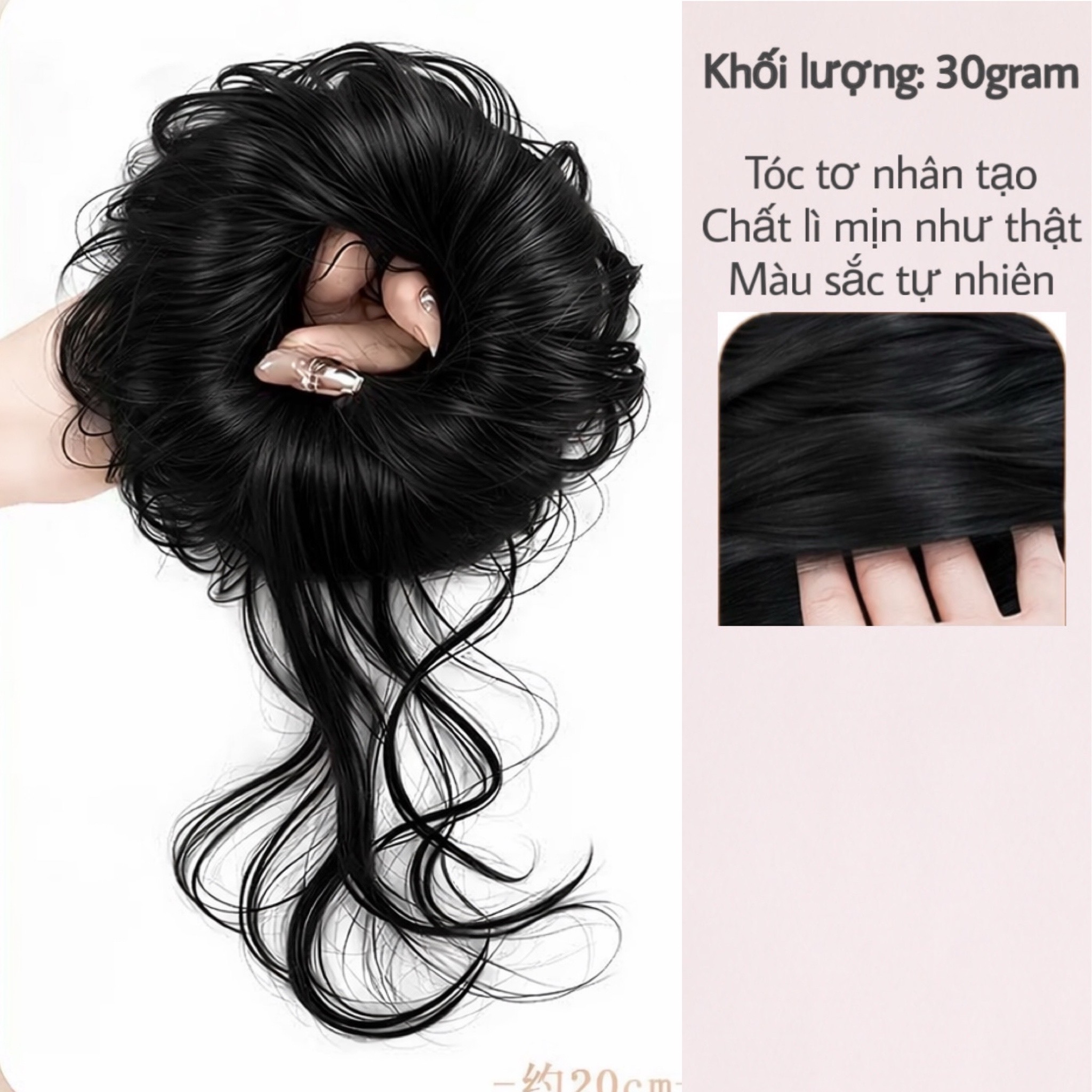 Tóc Giả Búi Xoăn Lơi Dạng Cột Cao Cấp – Búi Tóc Giả Tơ Mềm Tự Nhiên, Dễ Dùng, Gọn Nhẹ, 4 Màu Hot