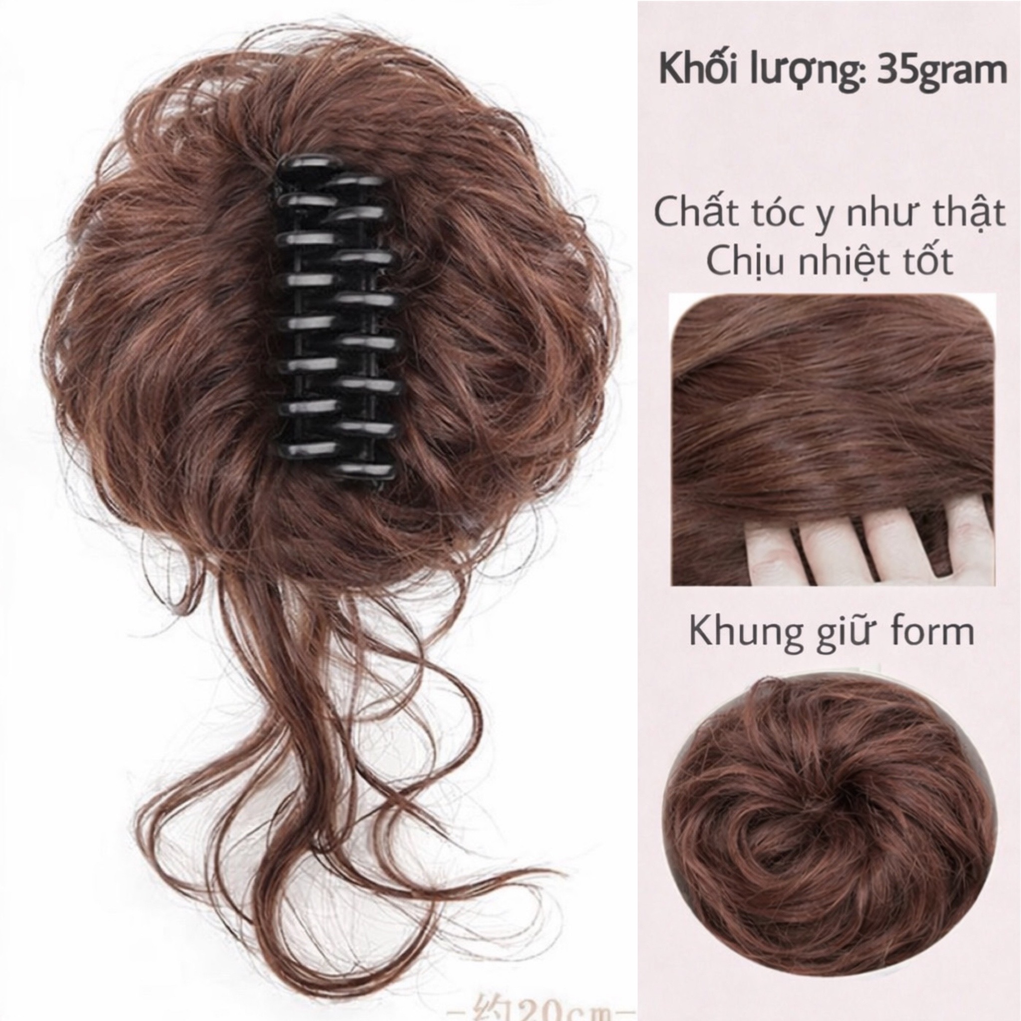 Tóc Giả Búi Ngoạm Lơi Xoăn Nhẹ – Kẹp Càng Cua Tiện Lợi, Tóc Tơ Cao Cấp Tự Nhiên, Tạo Kiểu Nhanh 1 Phút