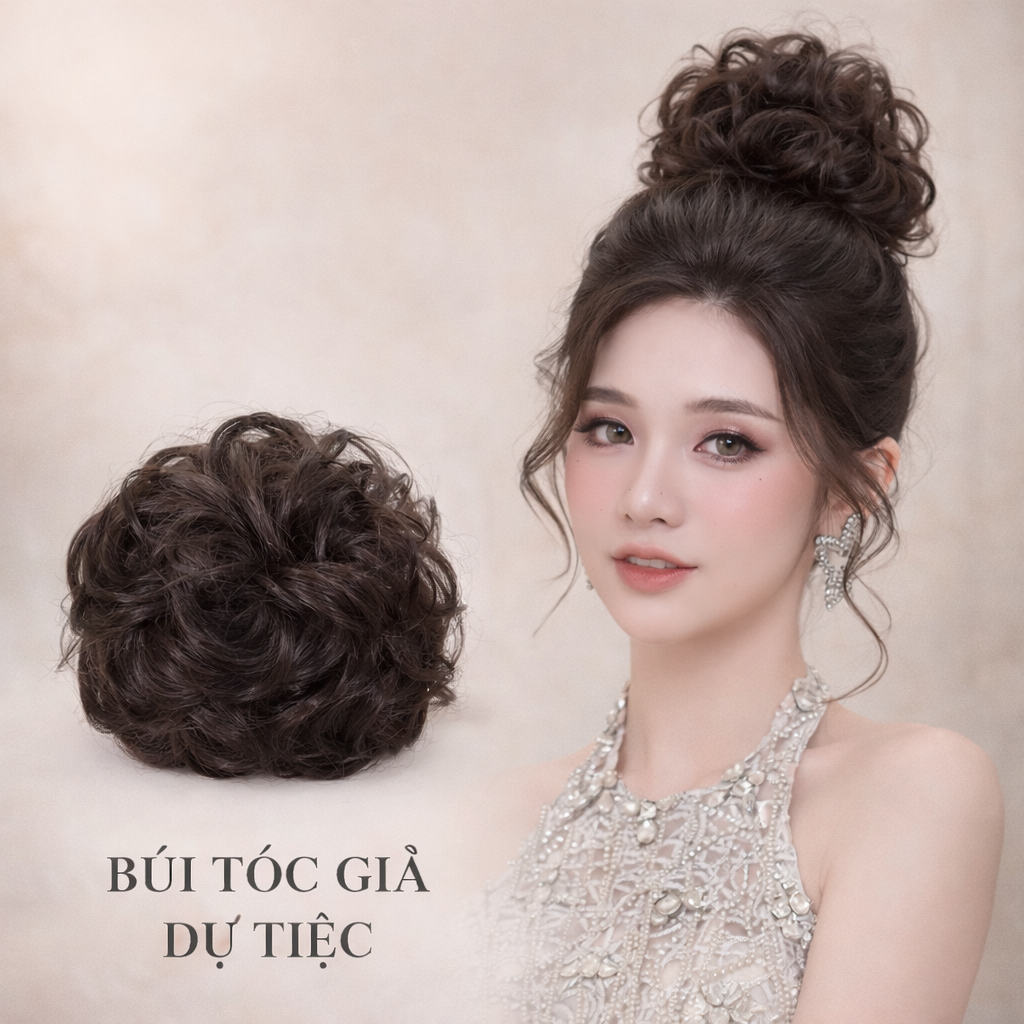 Tóc Giả Búi Xoăn Dạng Ngoạm Siêu Đẹp – Búi Tóc Giả Tơ Mềm Tự Nhiên, Dễ Dùng, Gọn Nhẹ, 4 Màu Hot